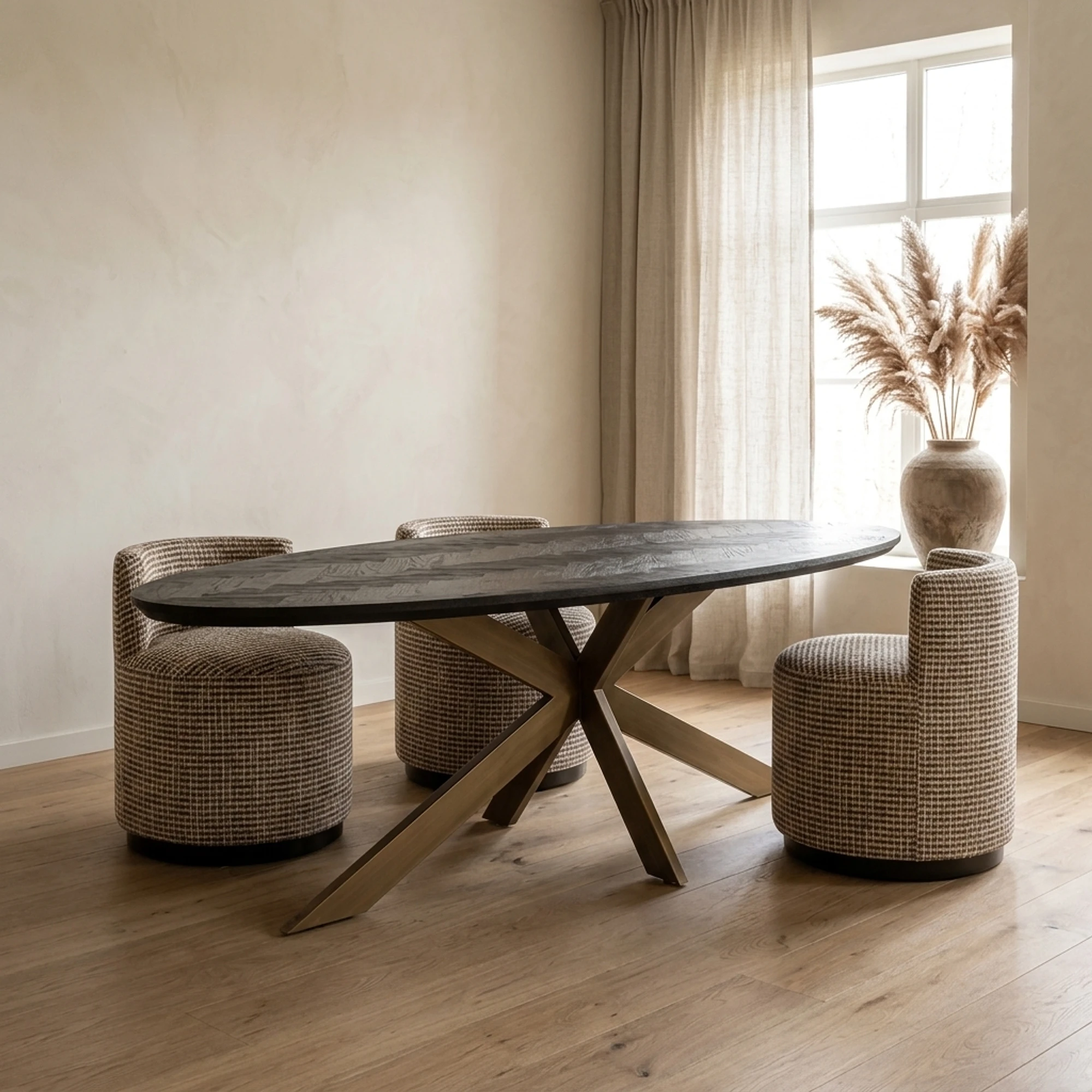 Eettafel Blackbone Brass black rustic oval 260 - Richmond Interiors