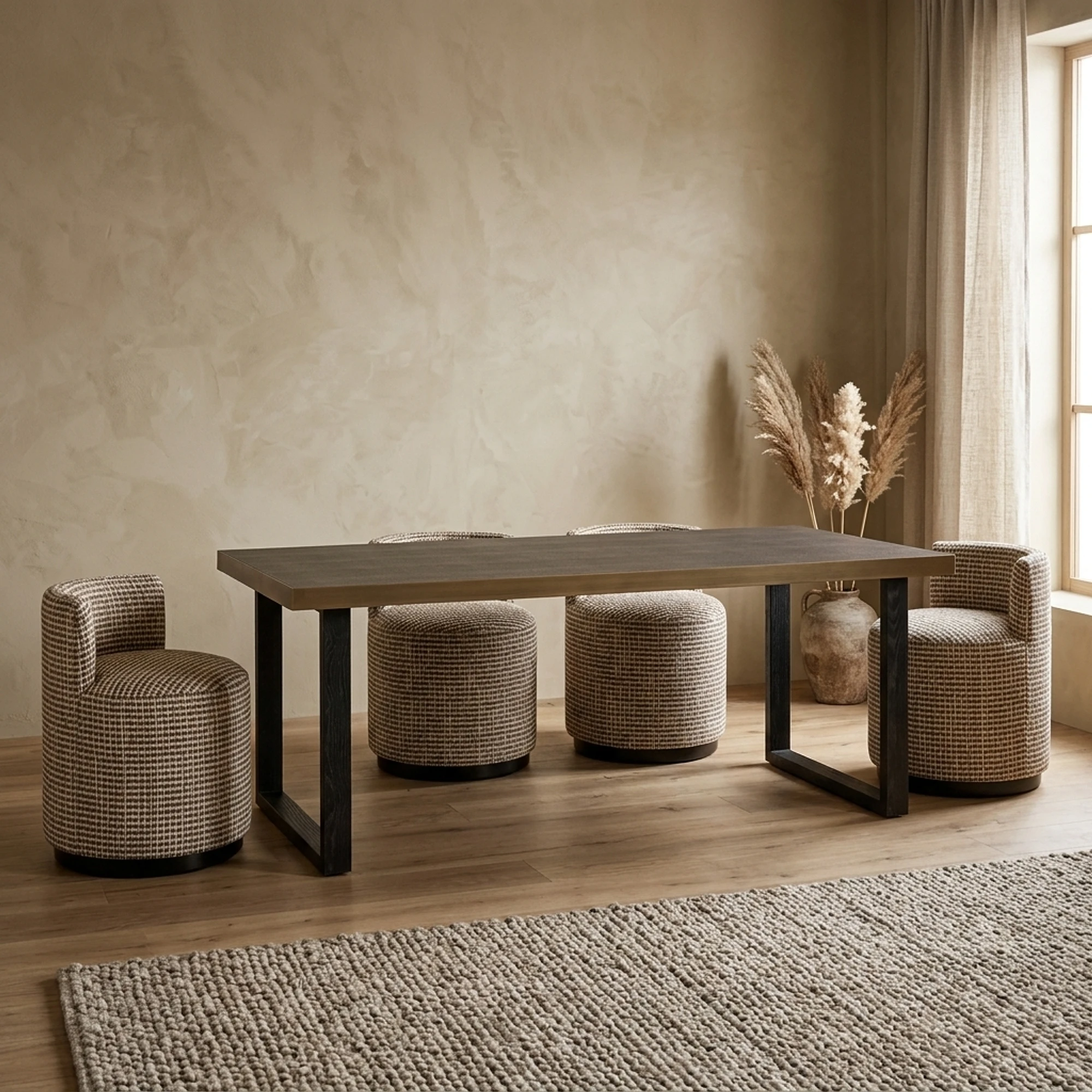 Bloomville Dining Table brass shagreen incl. glass top 200 - Richmond Interiors