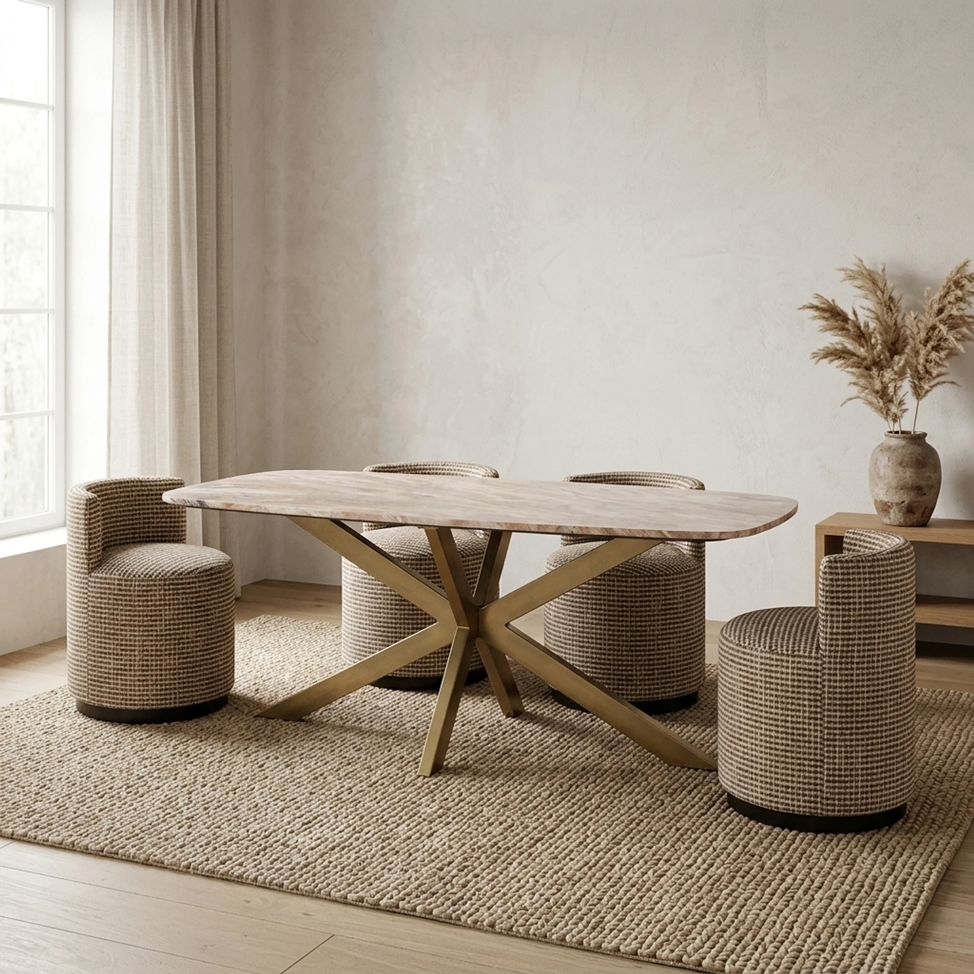 Dining Table Bottega Blush beige danish oval 220 - Richmond Interiors