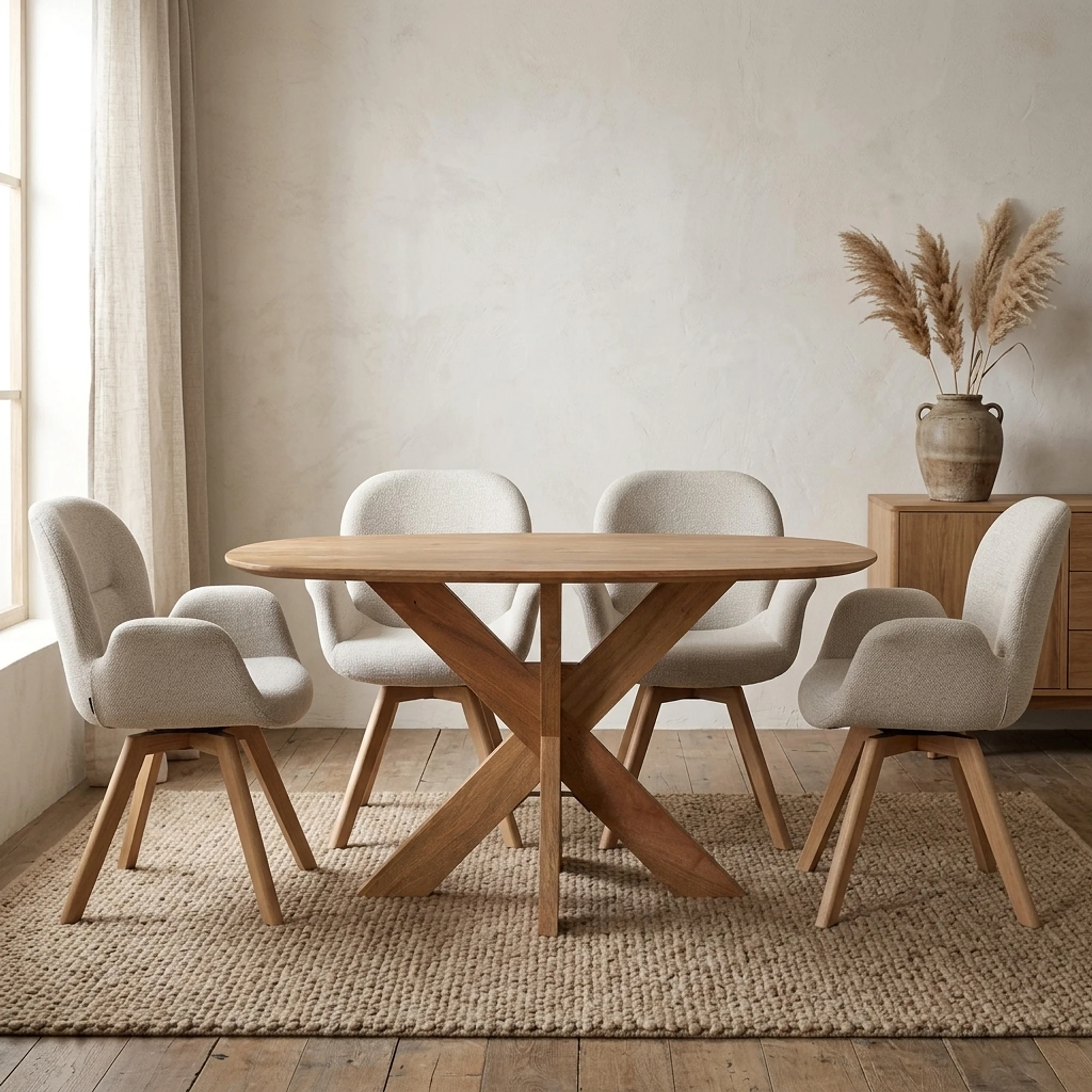 Eettafel Deens Ovaal Runa met Houten Onderstel - Benoa