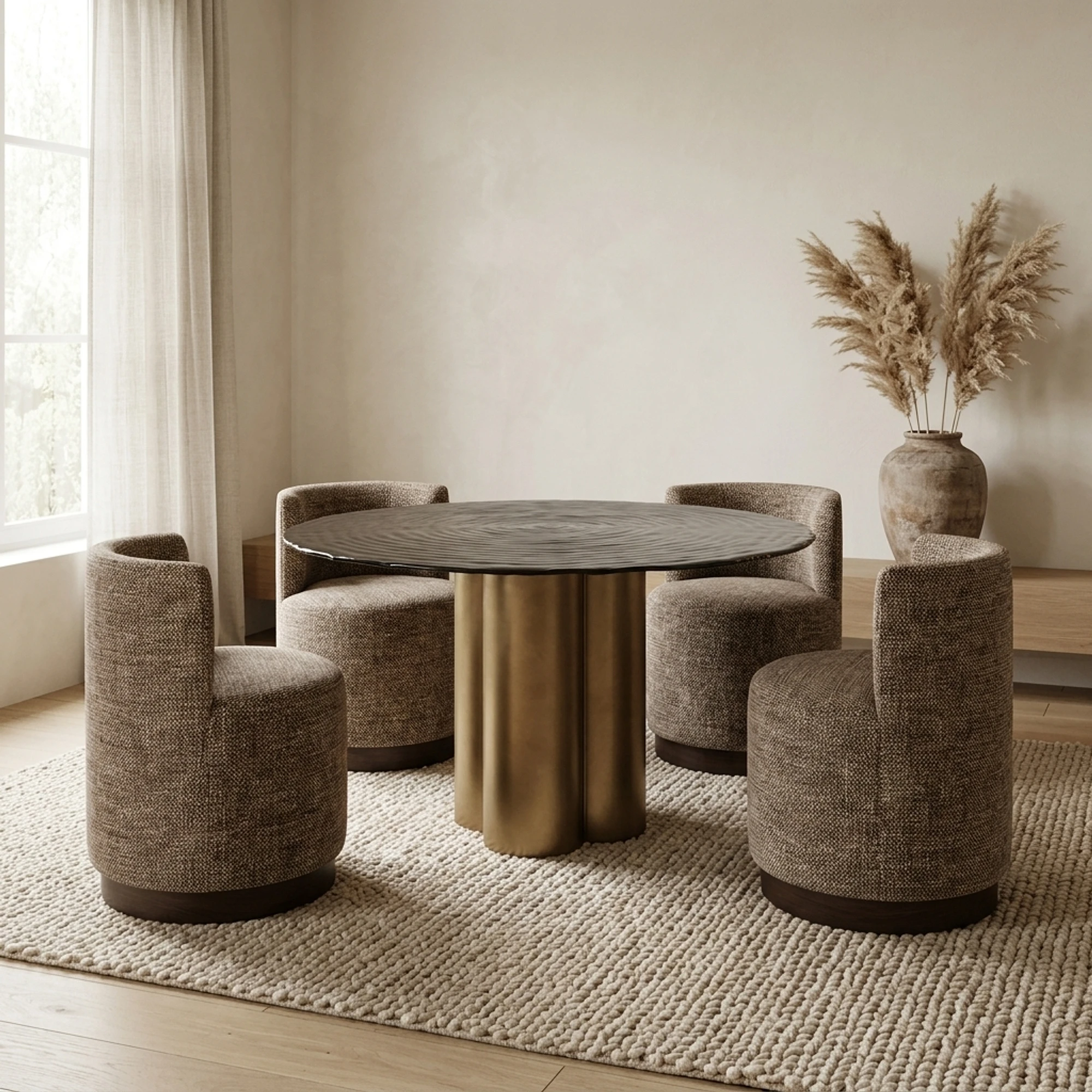Esstisch Glastonburry gold antique 135Ø - Richmond Interiors