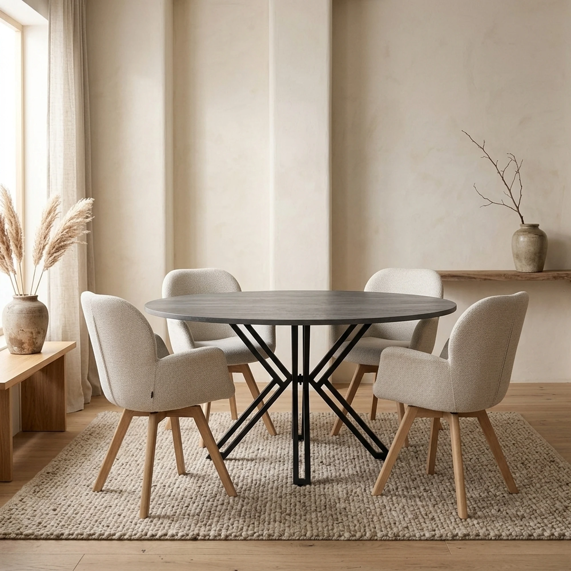 Eettafel Rond Yana Zwart - Benoa