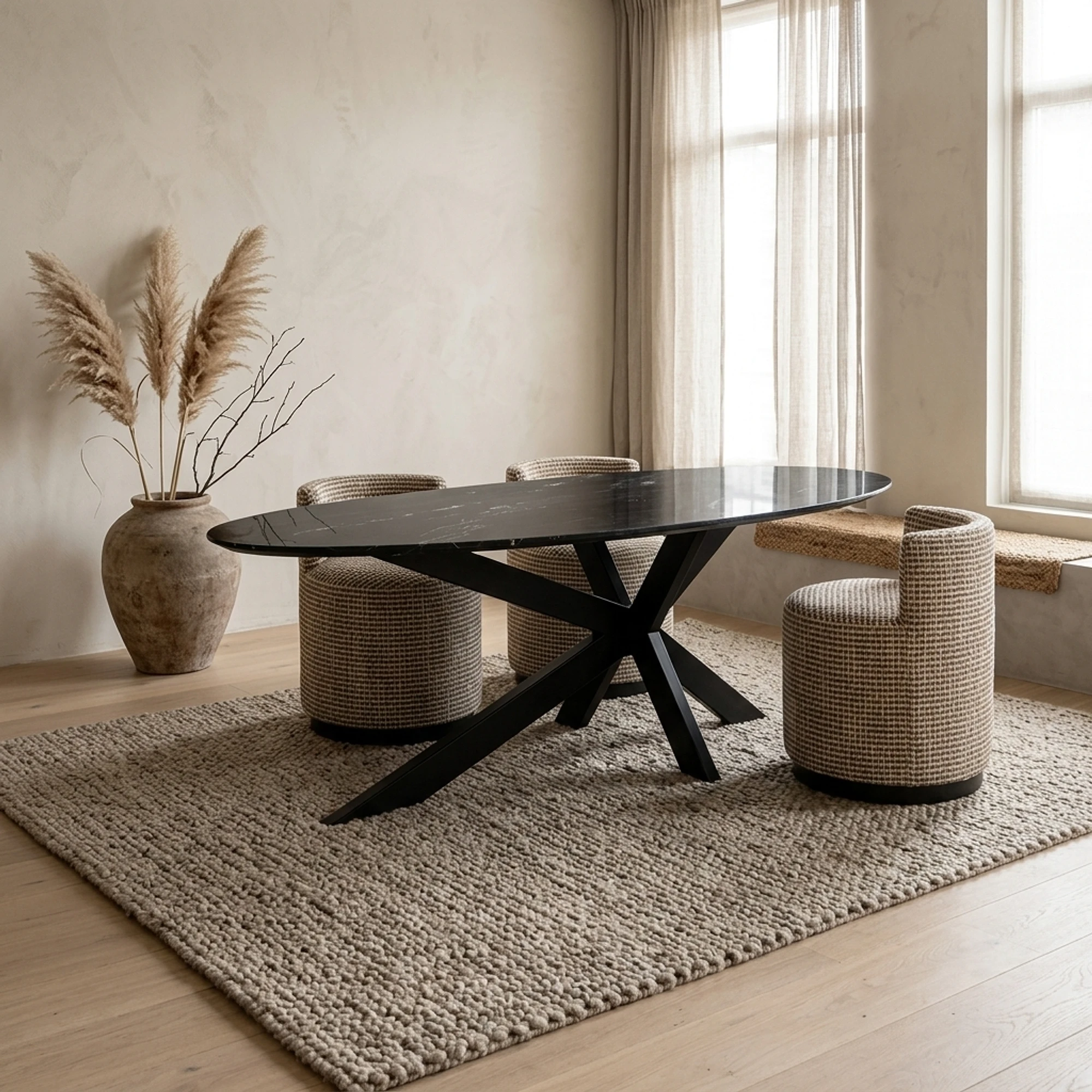 Esstisch Trocadero black (Ijzer|Sperrholz|Indo Marmor) - Richmond Interiors