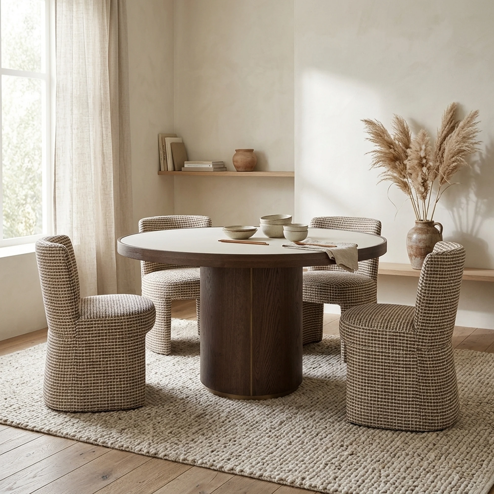 Dining table Willox beige 130Ø including glass - Richmond Interiors