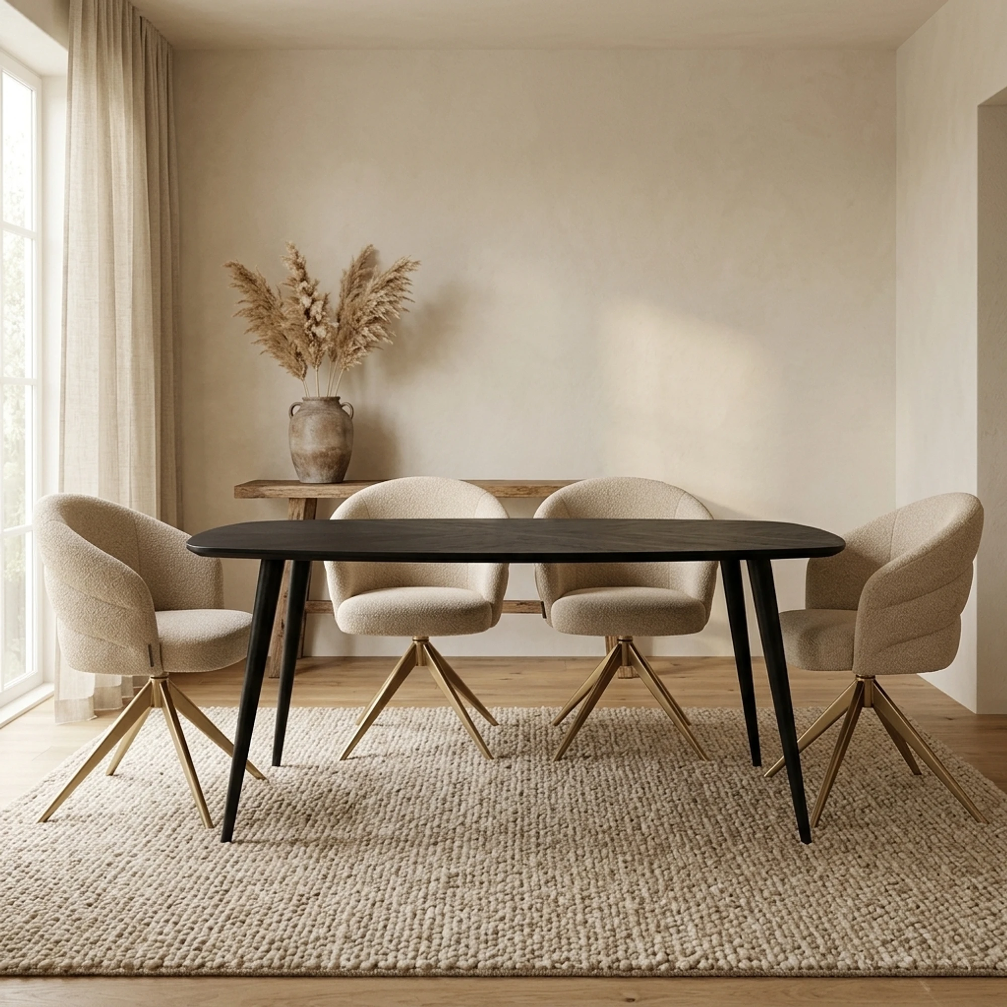 Esstisch Giovanni schwarz dänisch oval (Mangoholz) - Tower Living