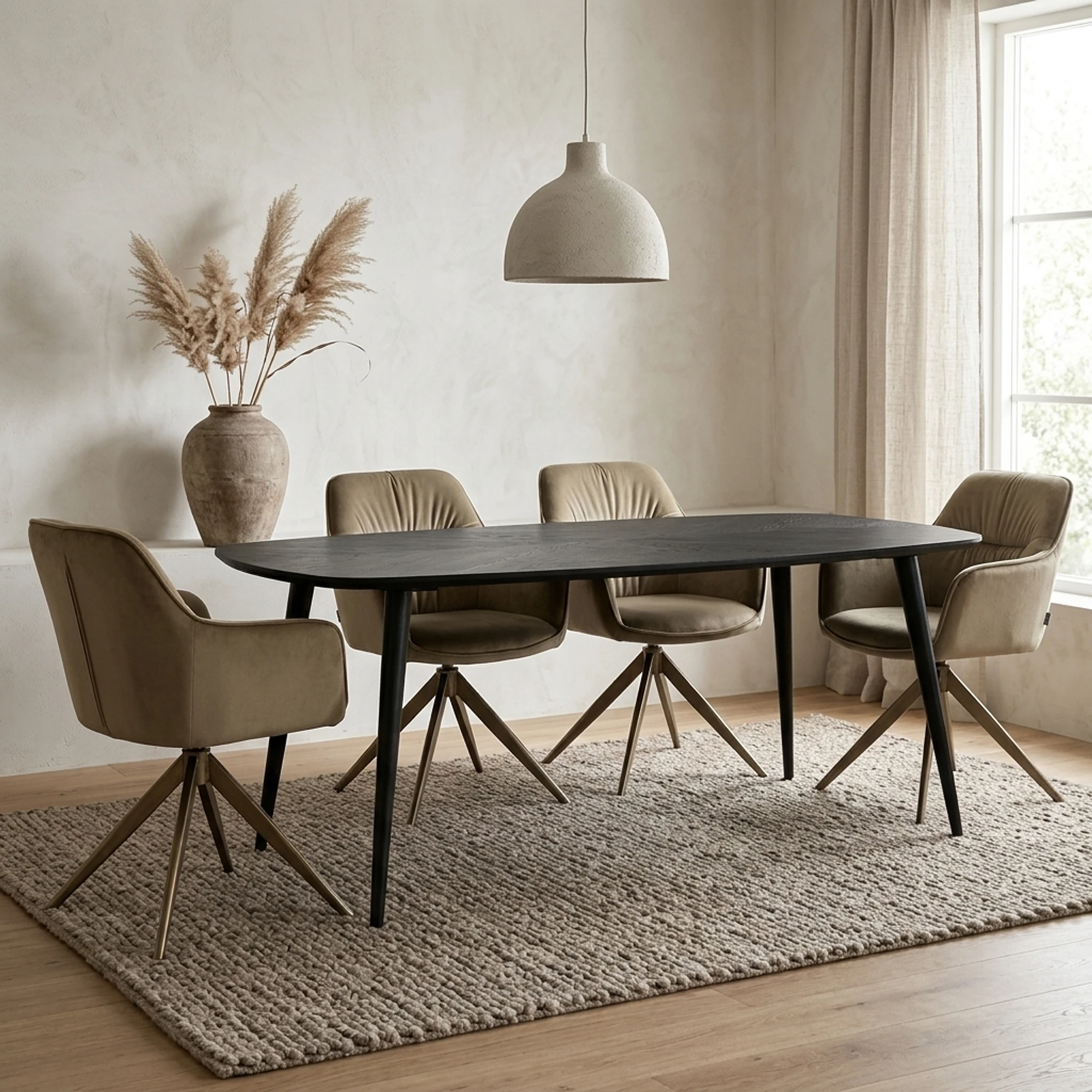 Esstisch Giovanni schwarz dänisch oval (Mangoholz) - Tower Living