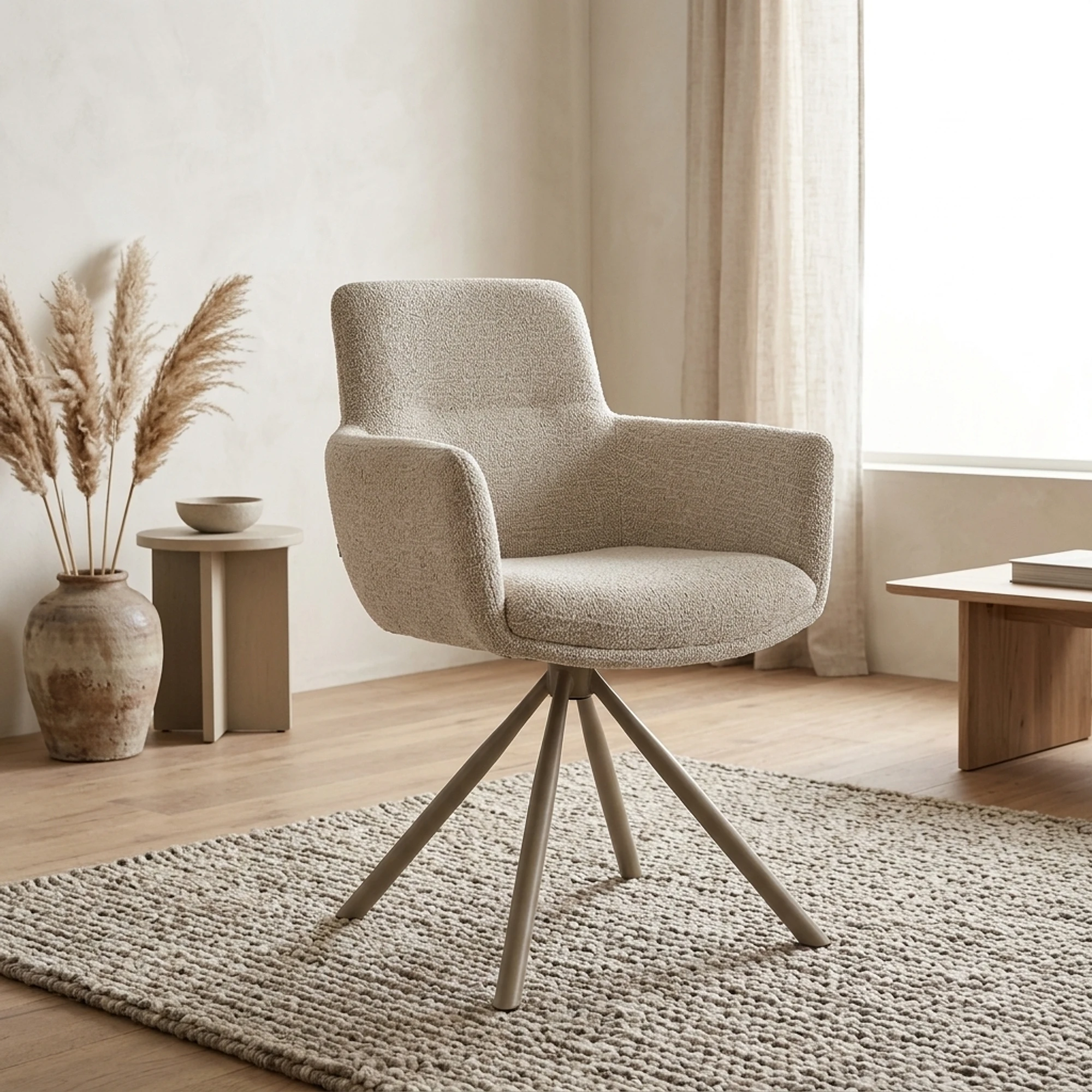 Harry armchair - taupe swivel base 360 - Present - Champagne 120 - My Sons