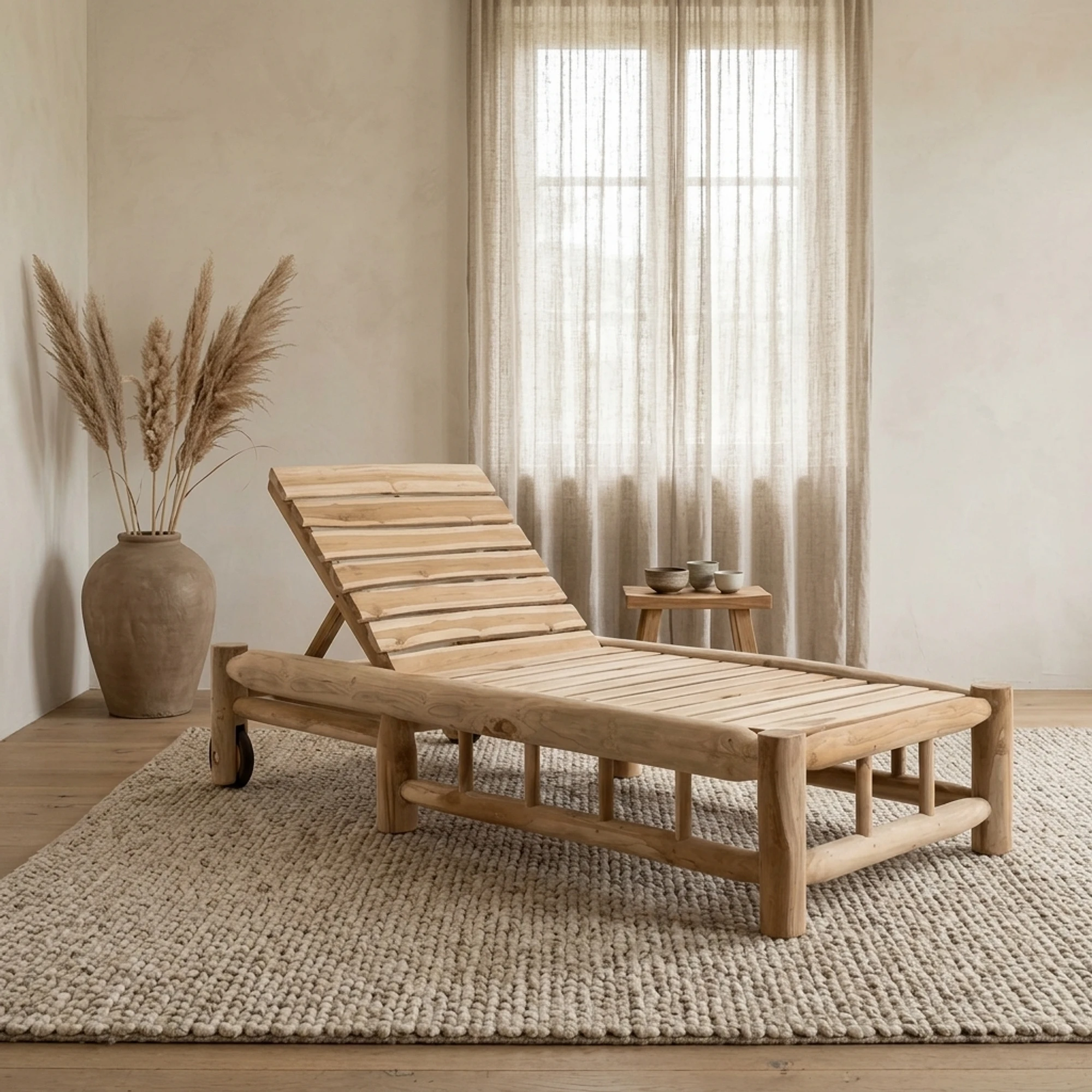 Ligstoel met Wielen Barney Teak - Benoa