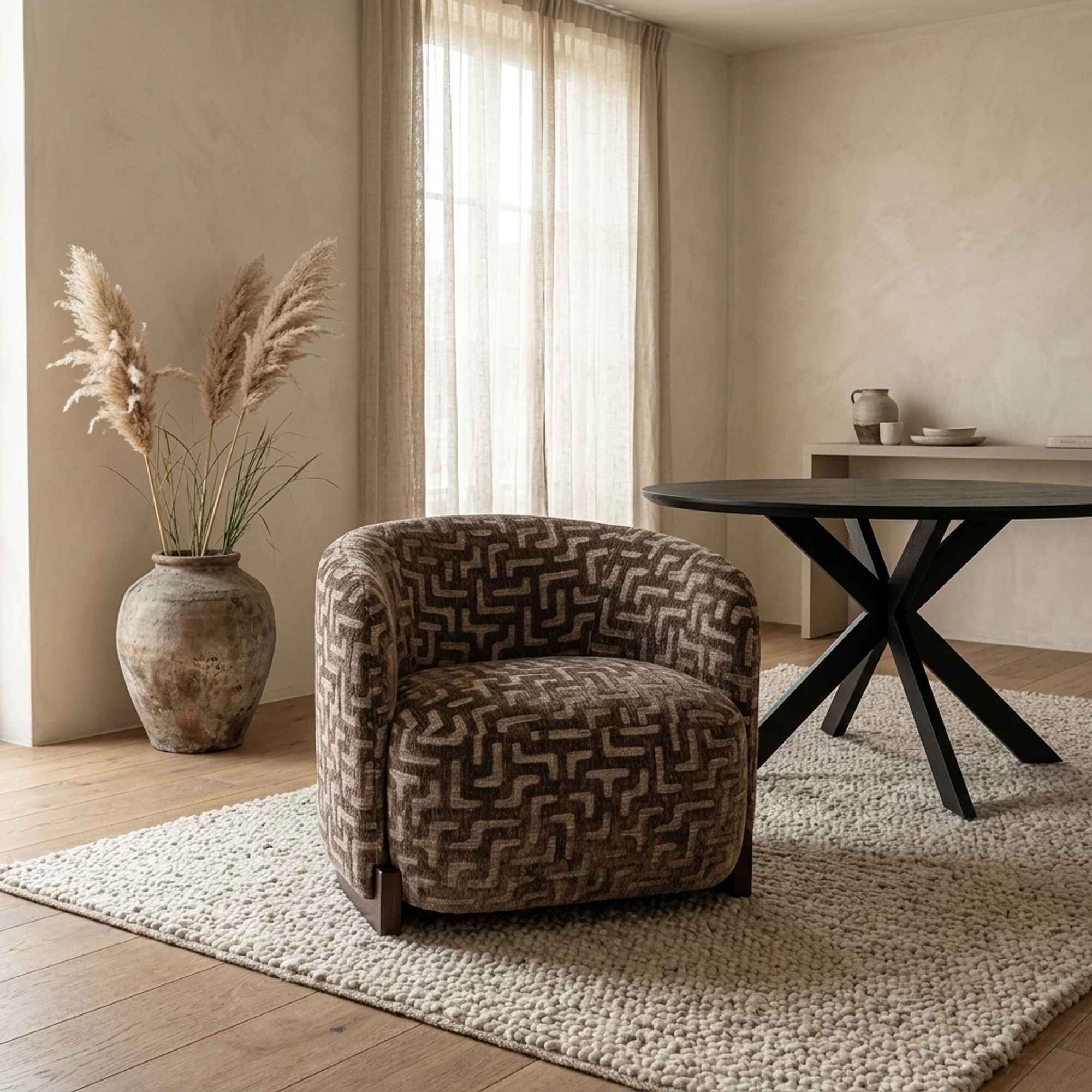 Lounge Stuhl Hannah brown labyrinth feuerhemmend - Richmond Interiors