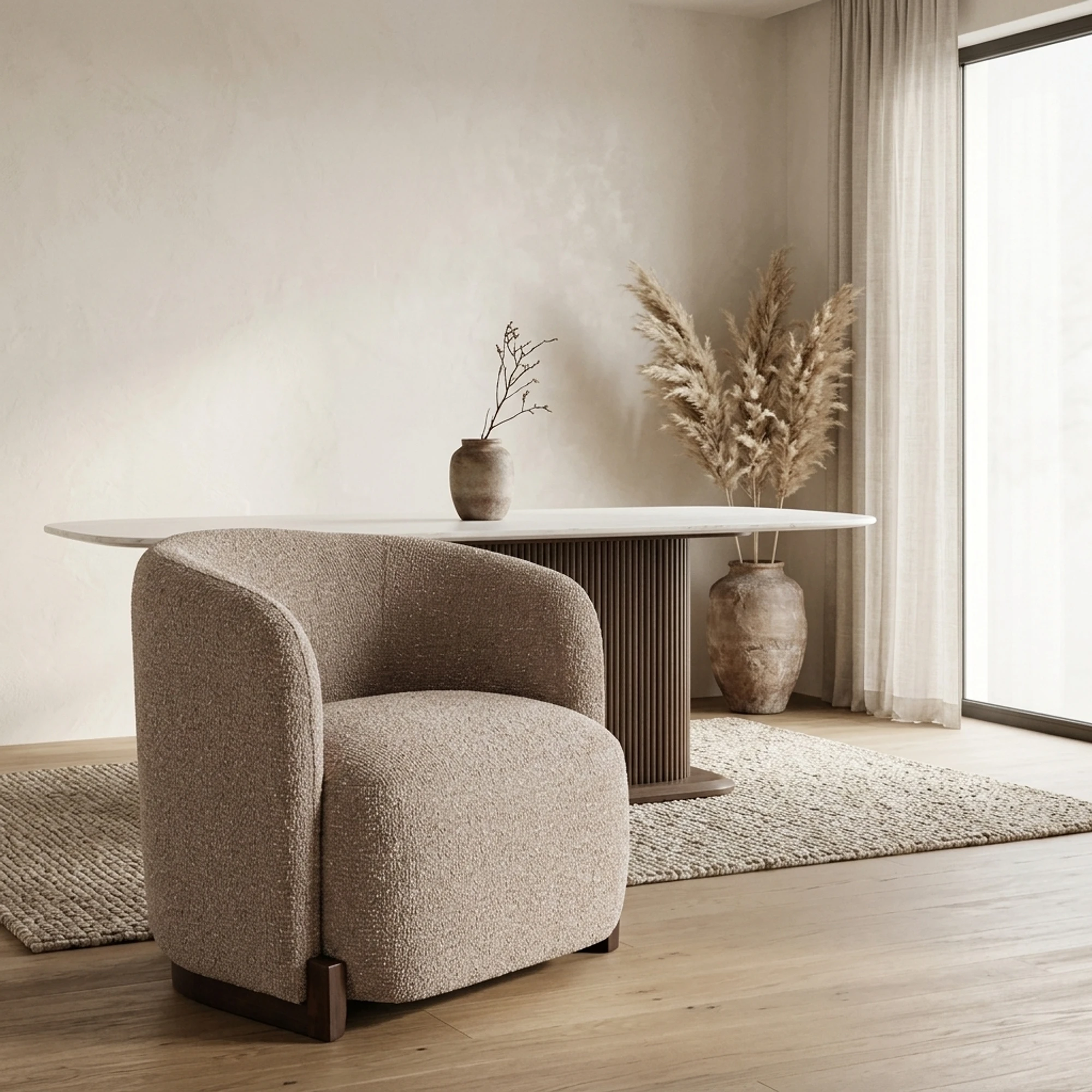 Lounge chair Hannah mocca chunky fire retardant - Richmond Interiors