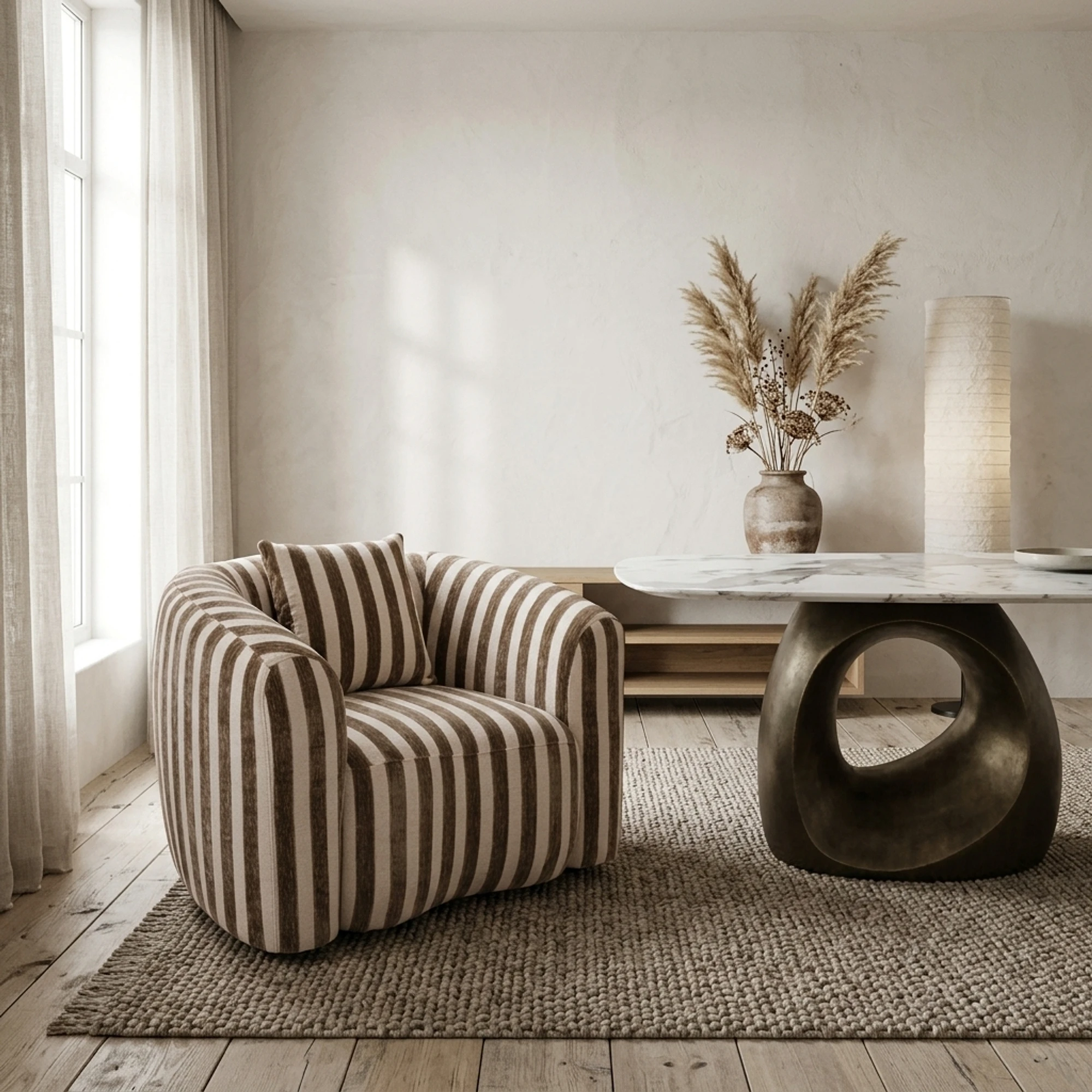 Lounge Stuhl Luxandra stripes sand - Richmond Interiors