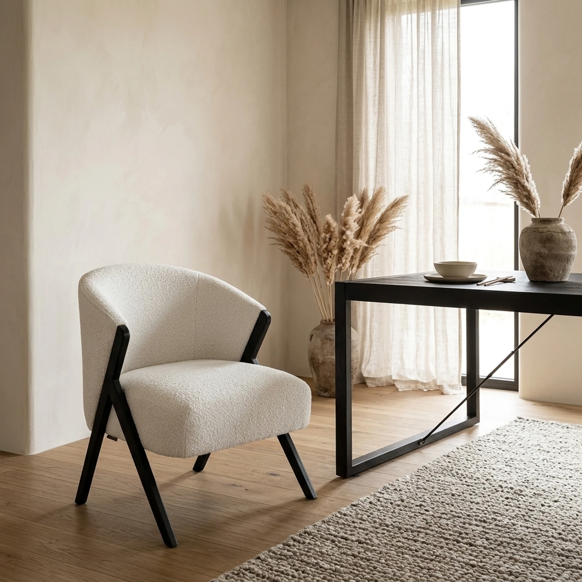 Lounge stoel Mia white bouclé - Richmond Interiors