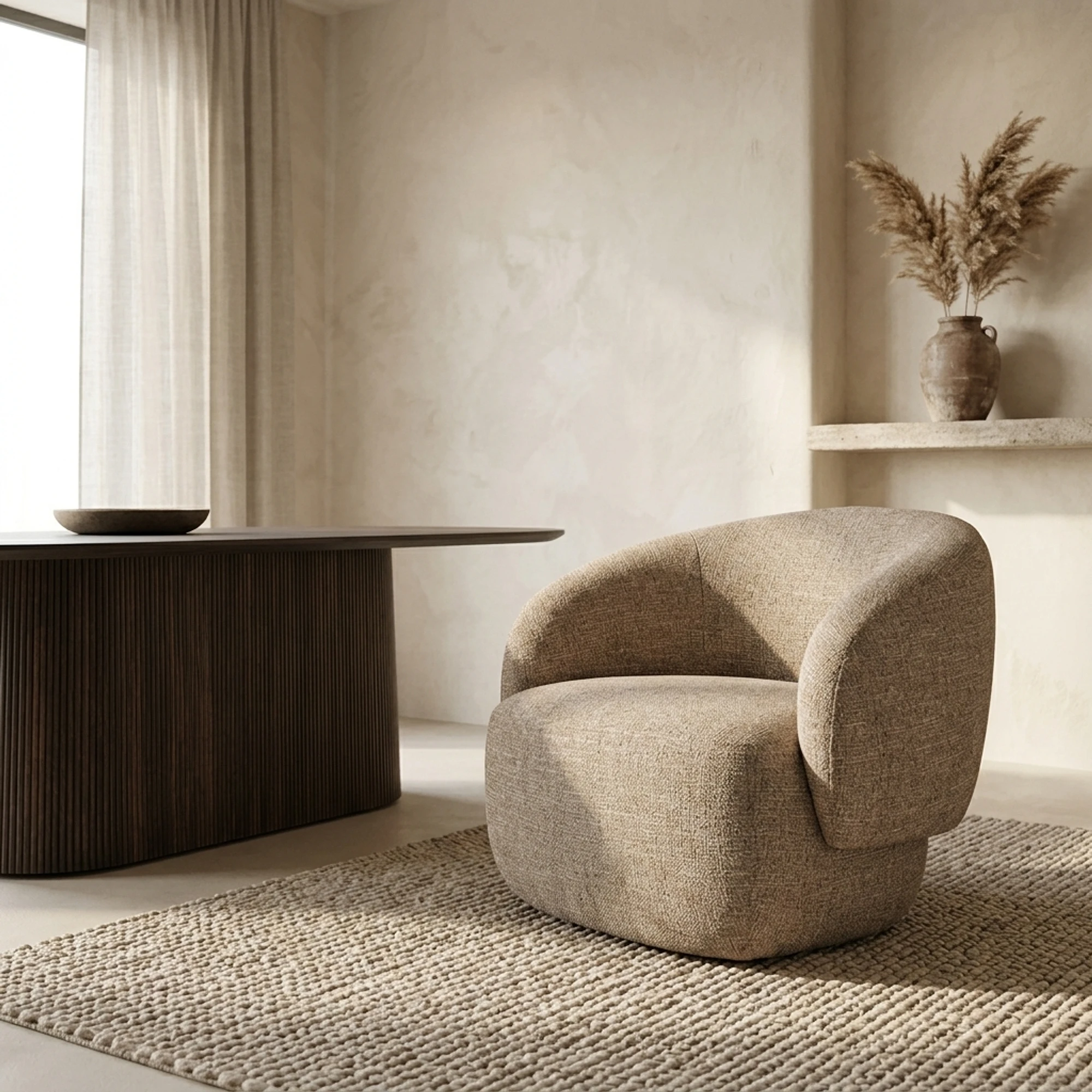 Lounge Stuhl Milano sand tweed feuerhemmend - Richmond Interiors