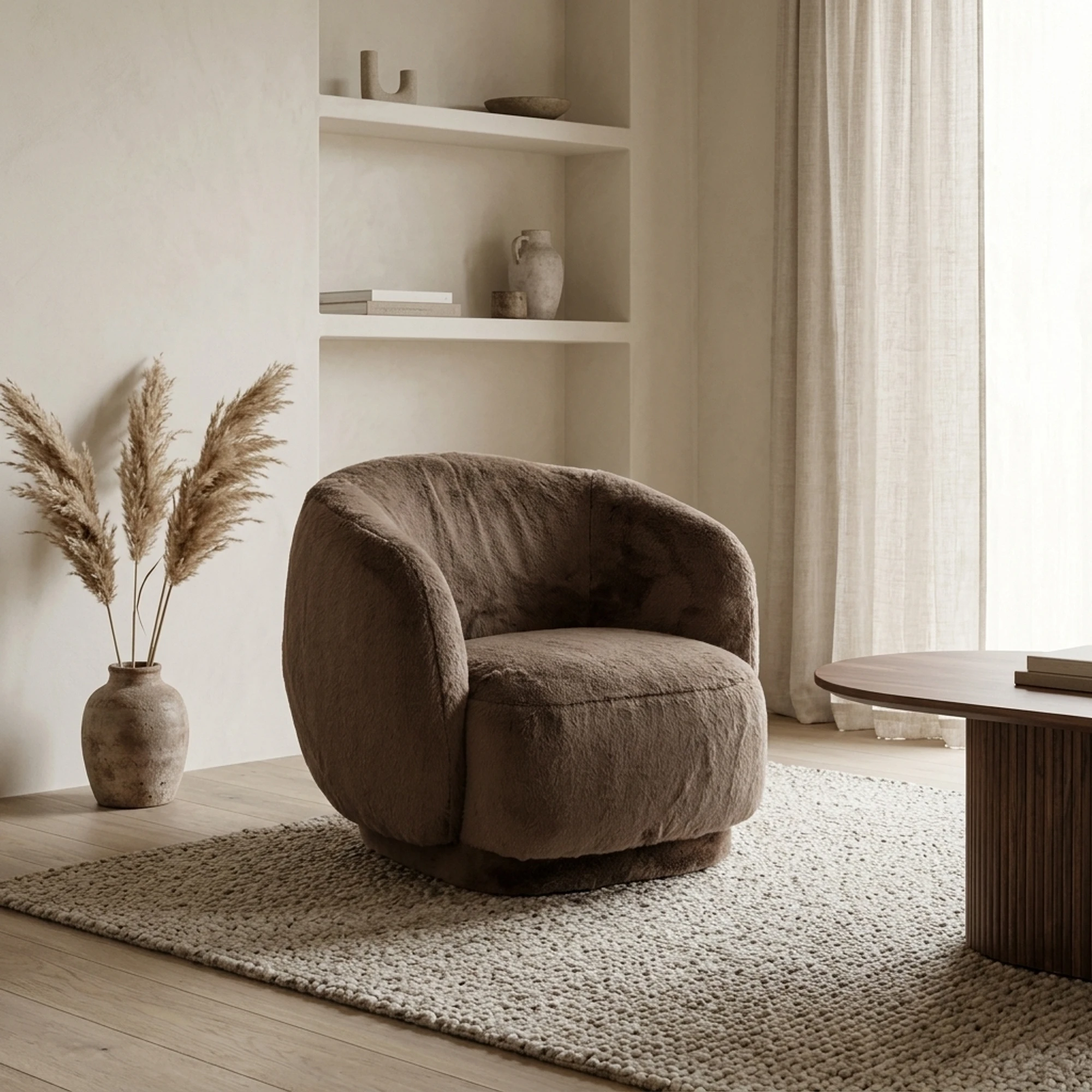 Lounge Stuhl Negreslo brown fluffy drehbar - Richmond Interiors