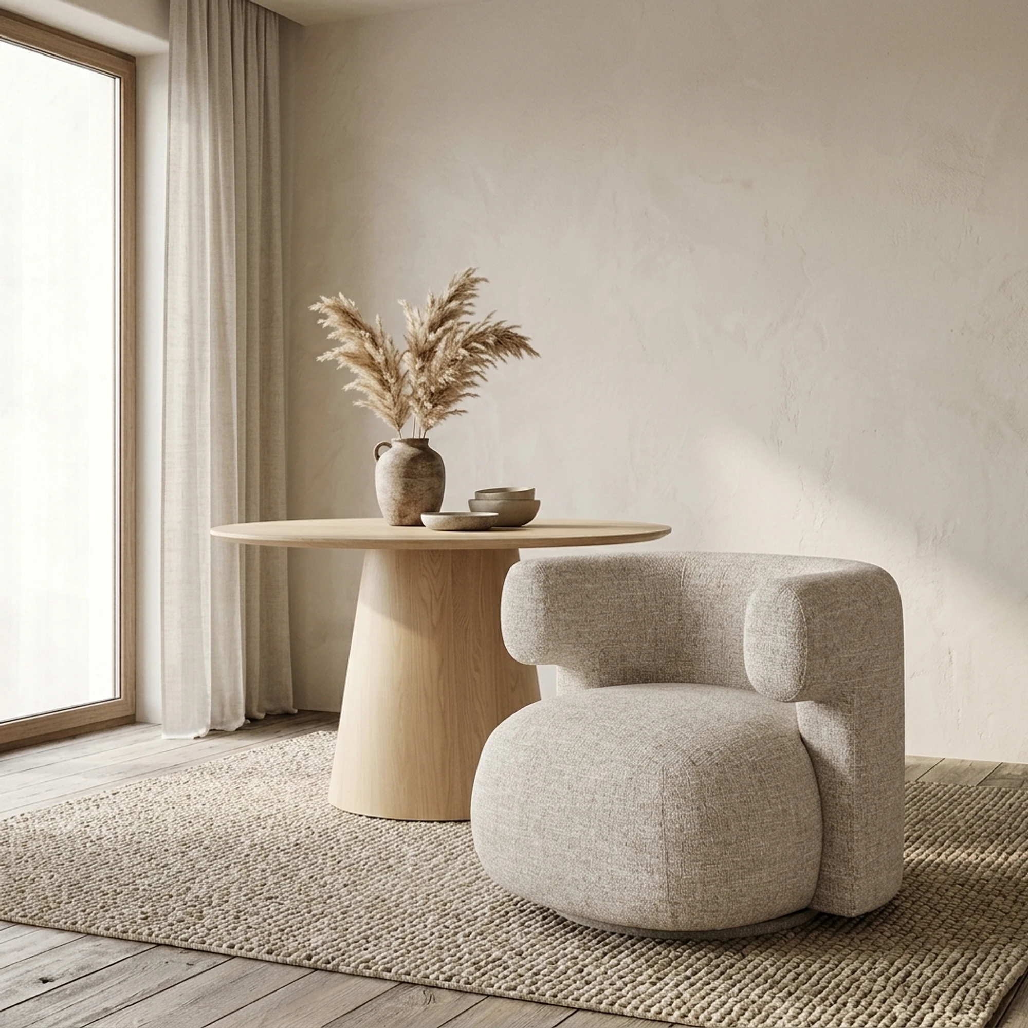 Lounge chair Talley cream tweed swivel - Richmond Interiors