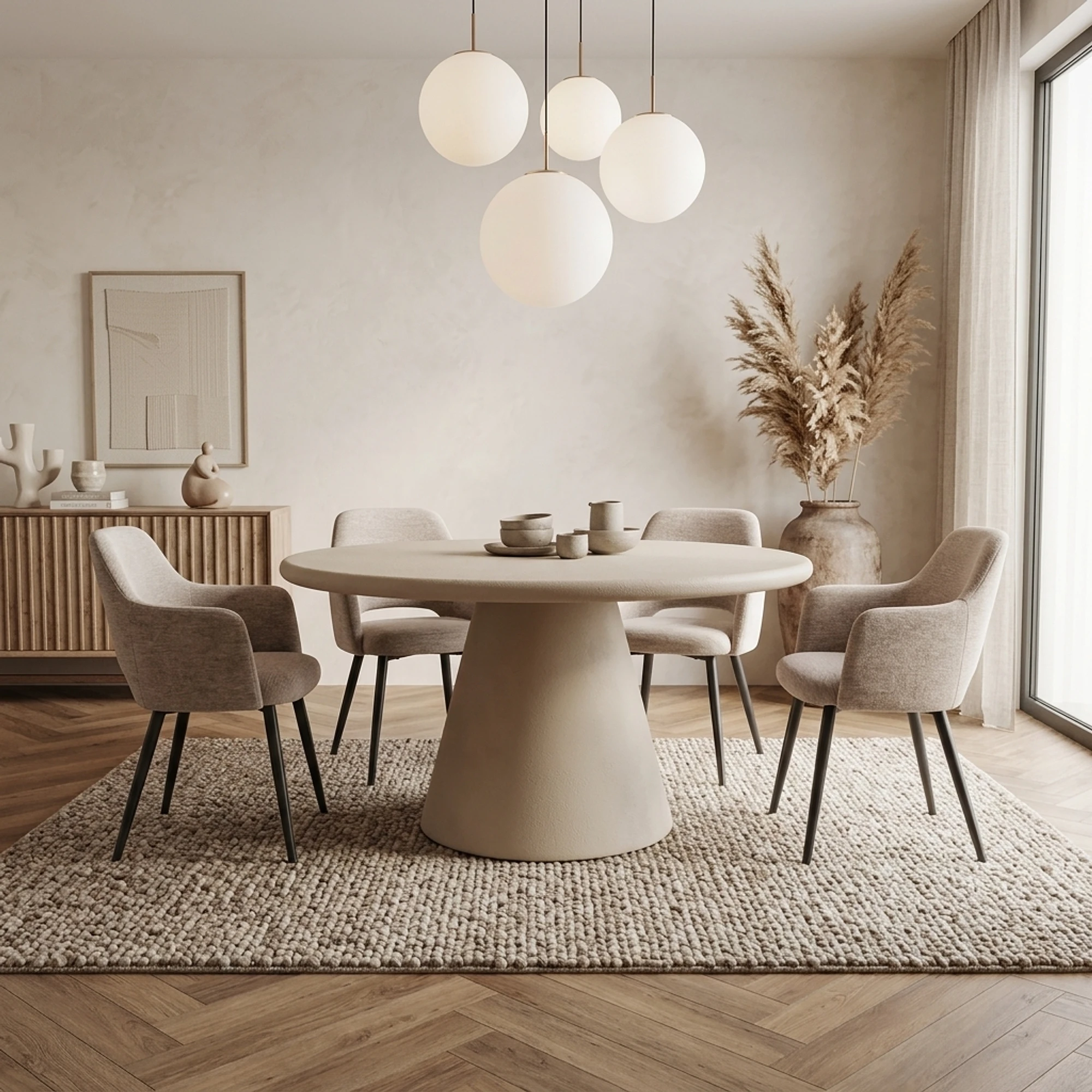Mello dining table beige round 150 cm - Tower Living