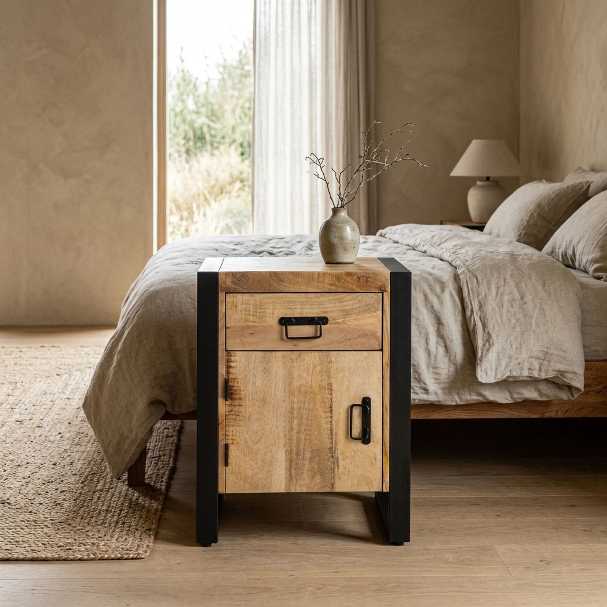 Britt Bedside Cabinet Door Opening to the Left - Benoa