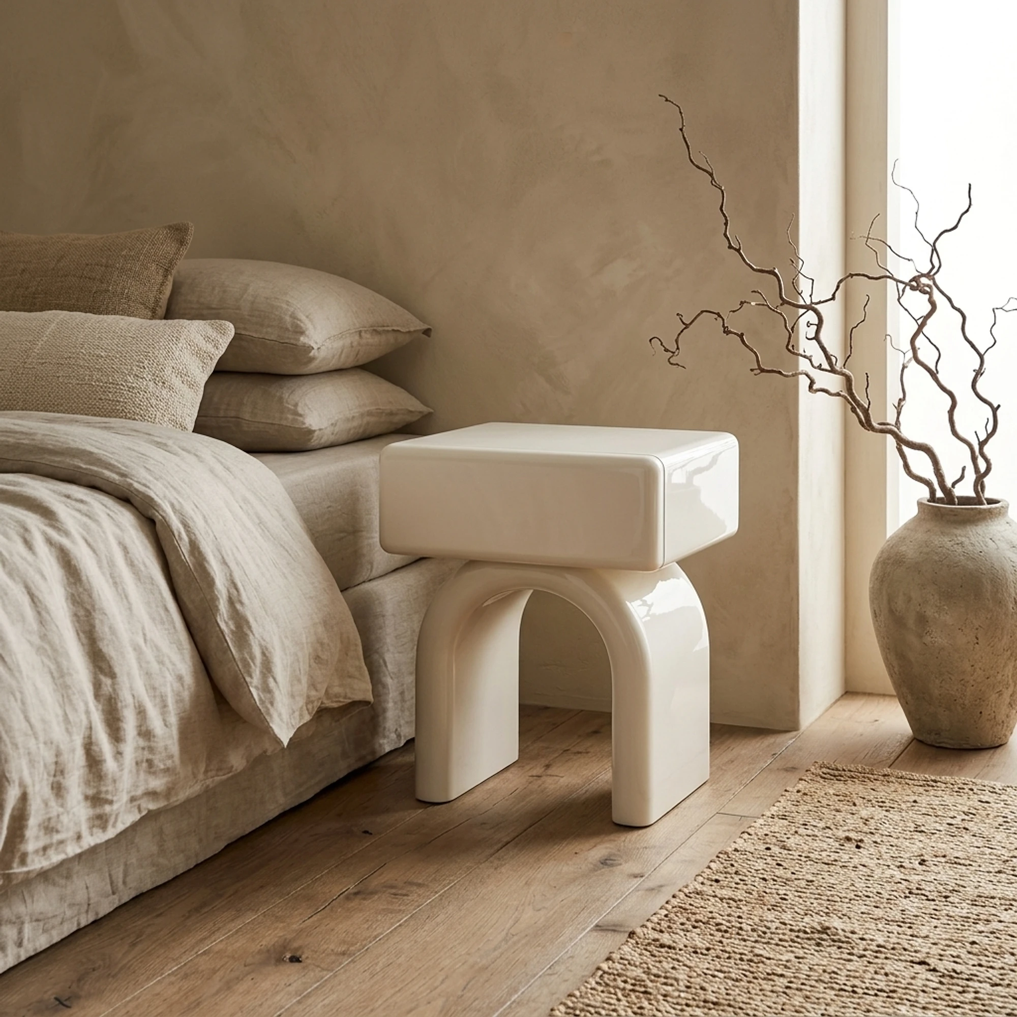 Bedside Table Bennet coconut milk 1-drawer - Richmond Interiors