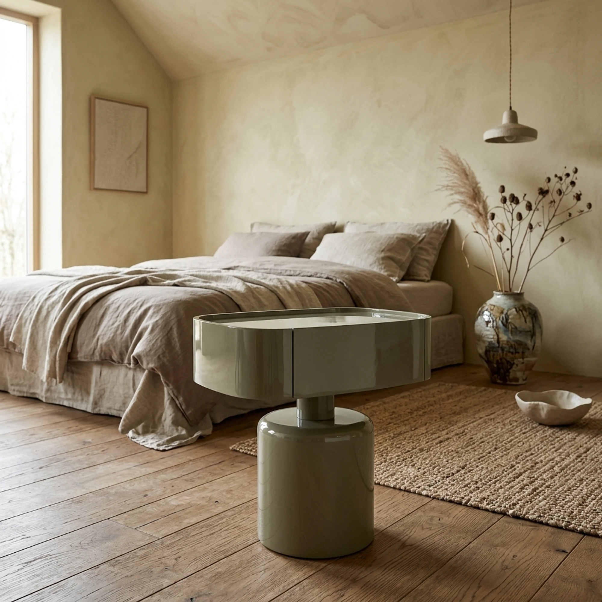 Sage Clay Green Bedside Table - Richmond Interiors