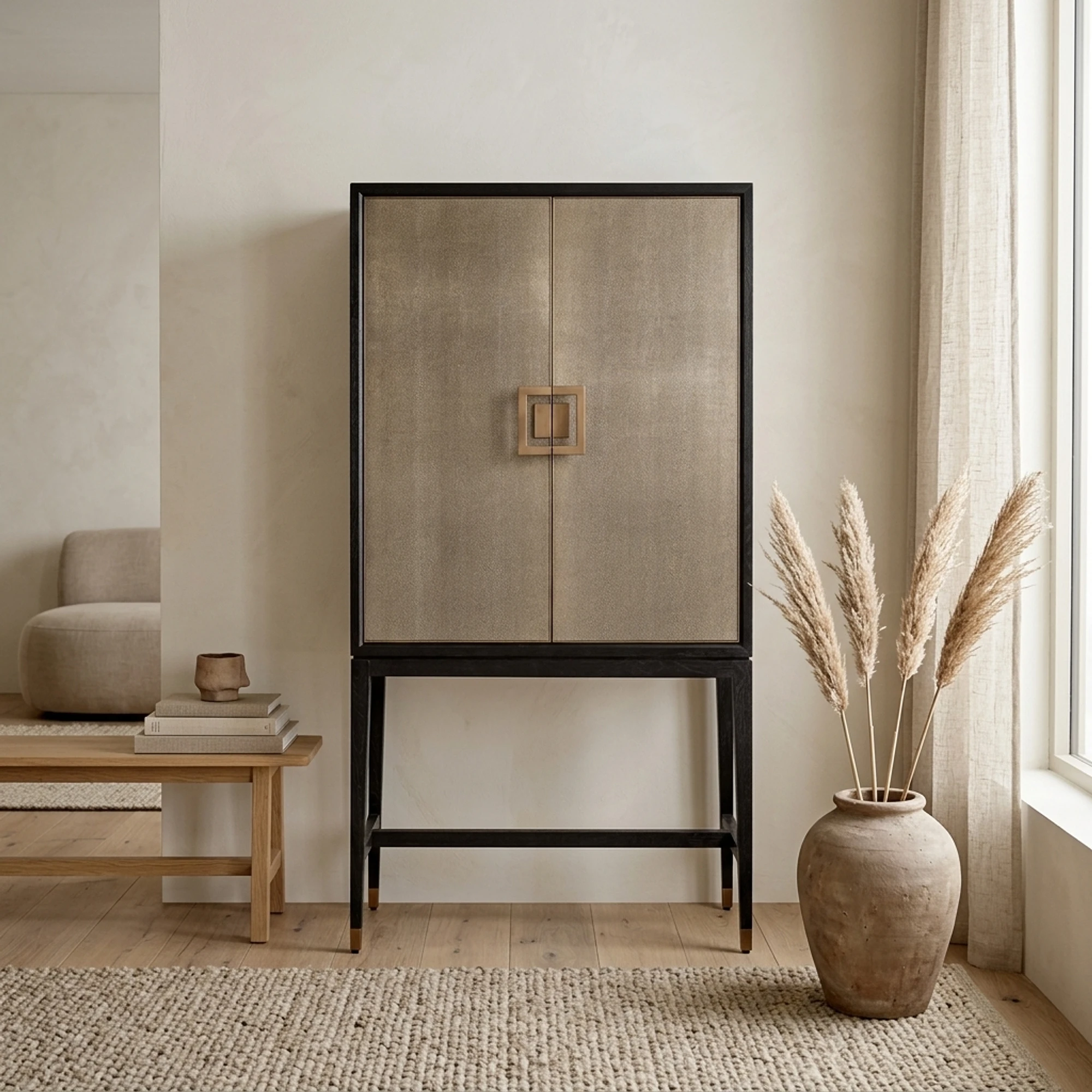 Opbergkast Bloomville brass shagreen