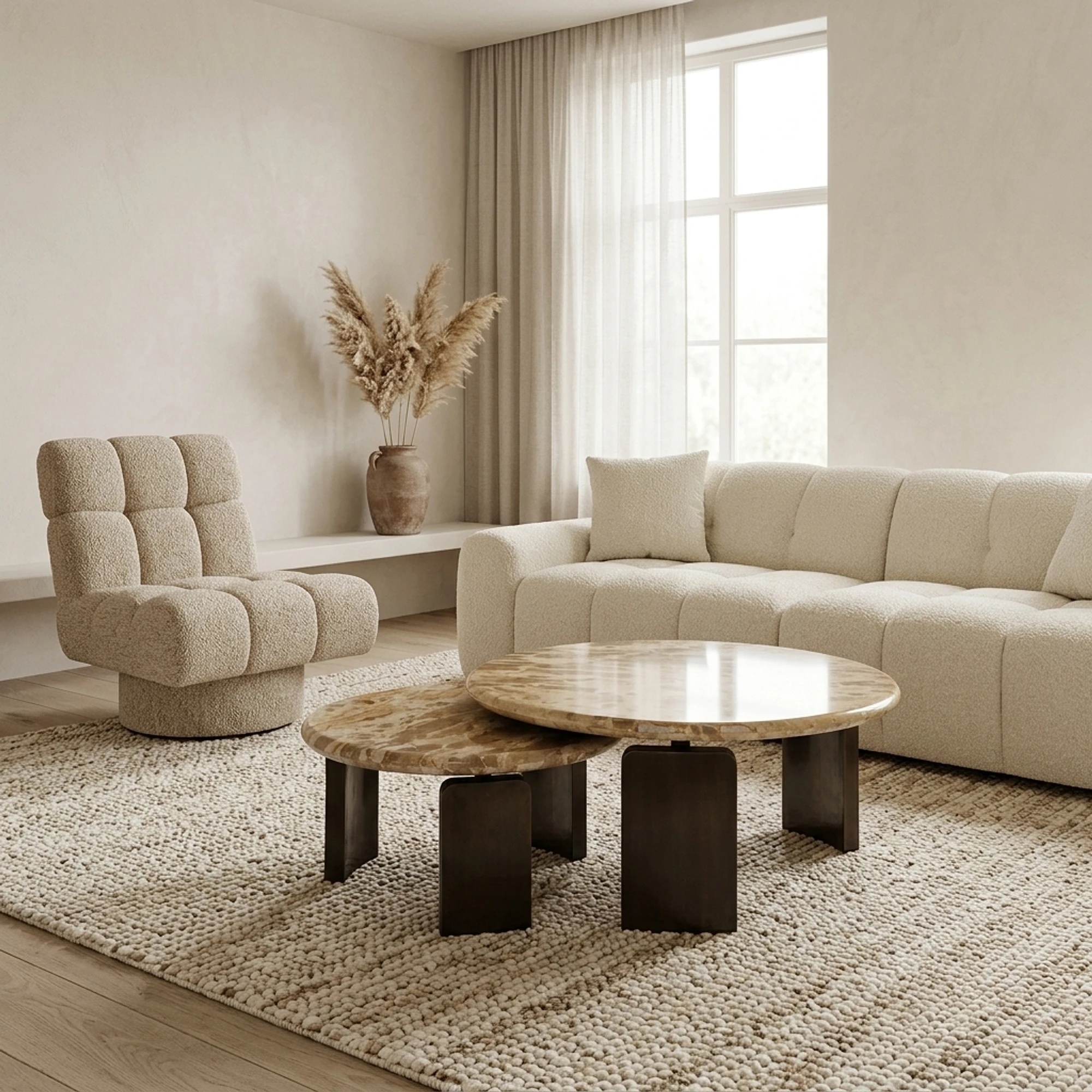 Coffee table Bayonne bronze (set of 2) (Tendua marmer|Mdf|Messing) - Richmond Interiors
