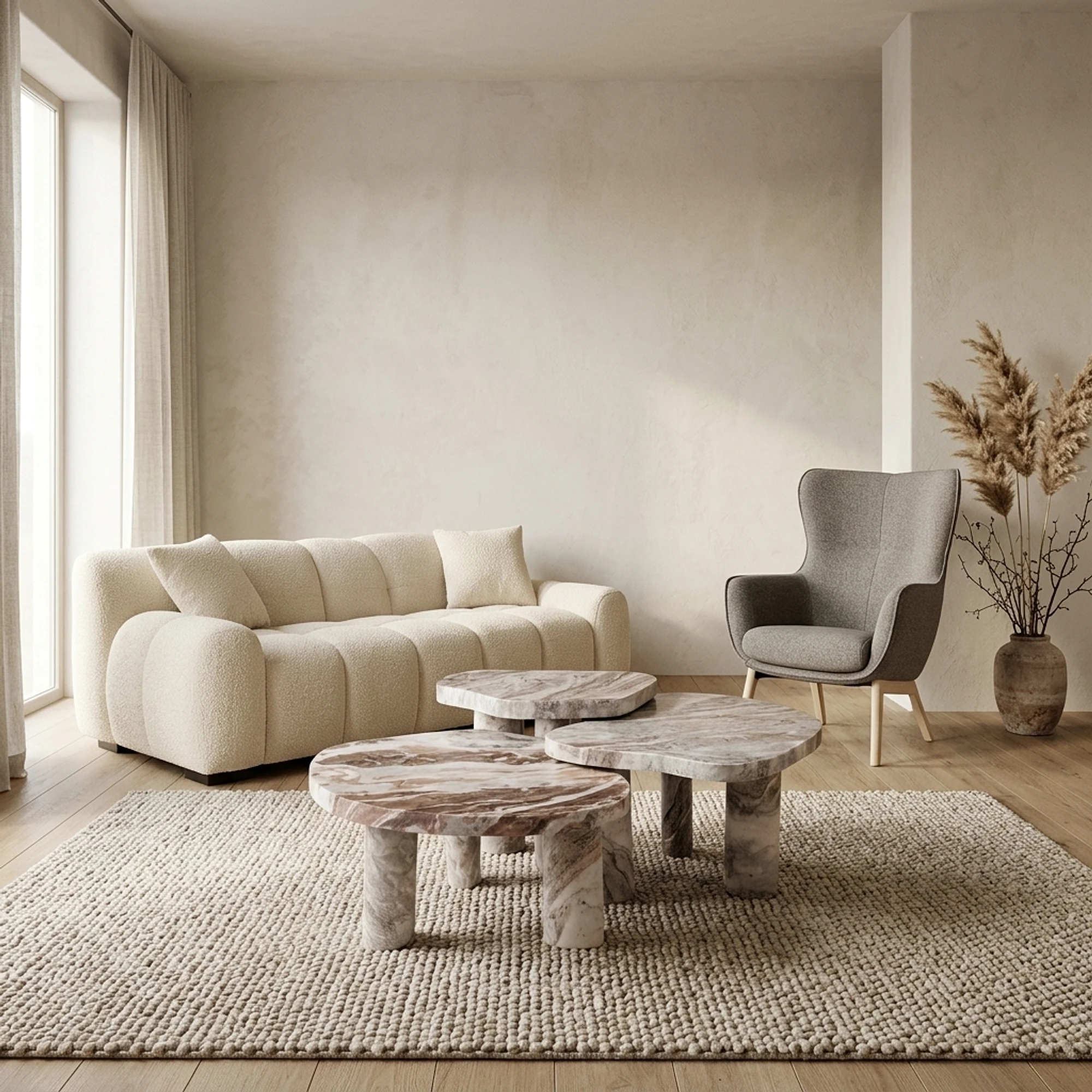 Couchtisch Camino Blush beige (Set aus 3) (Toronto Marmor) - Richmond Interiors