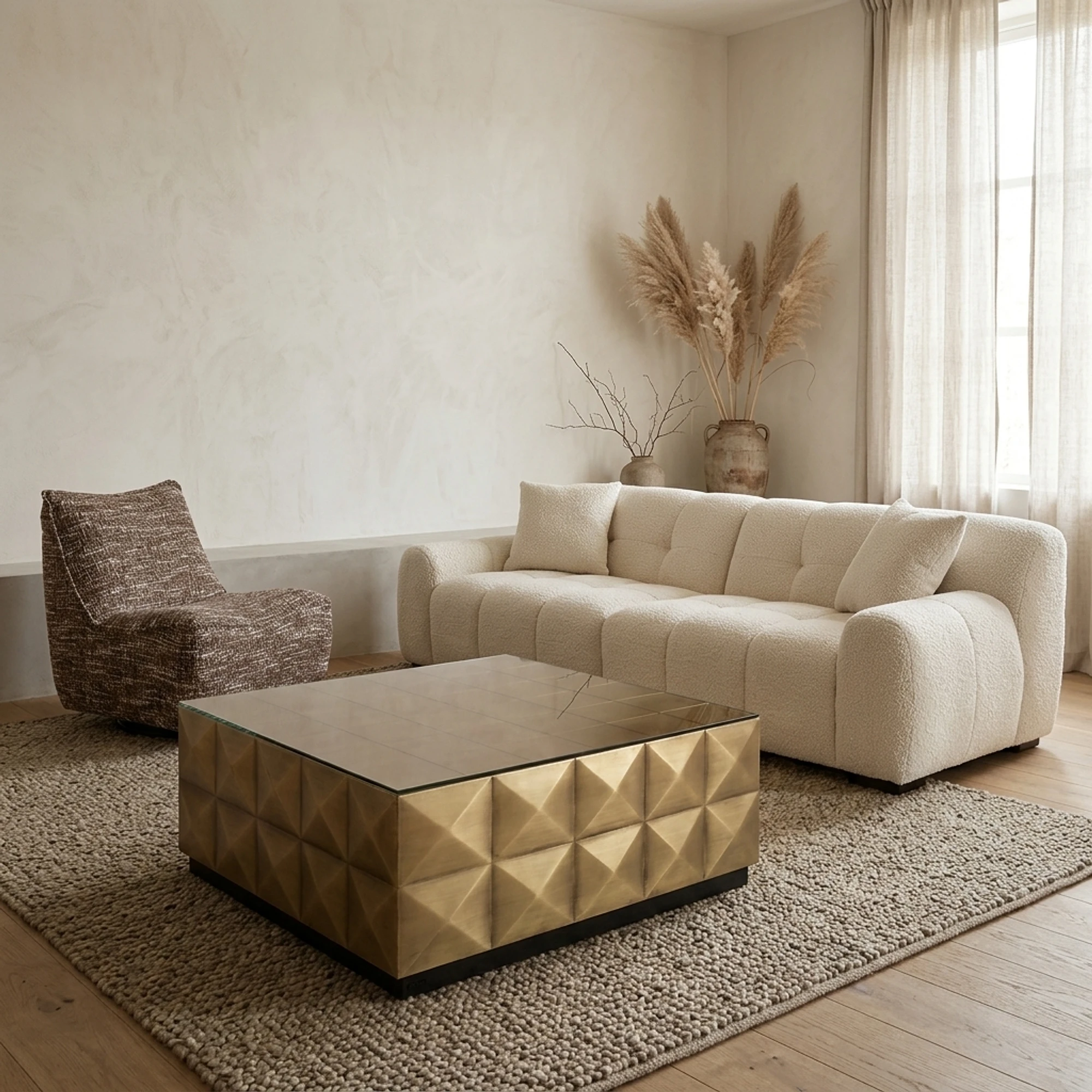 Couchtisch Collada brushed gold incl. glass top - Richmond Interiors