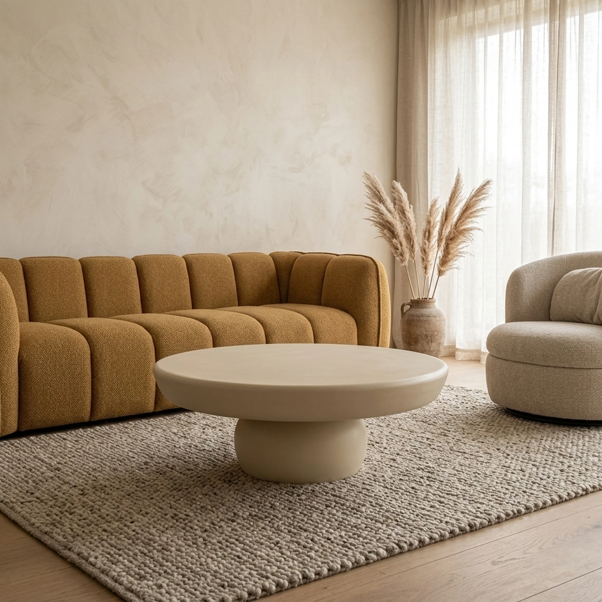 Coffee Table Dune Sandy 80cm (Beton, Crème wit) - Brix