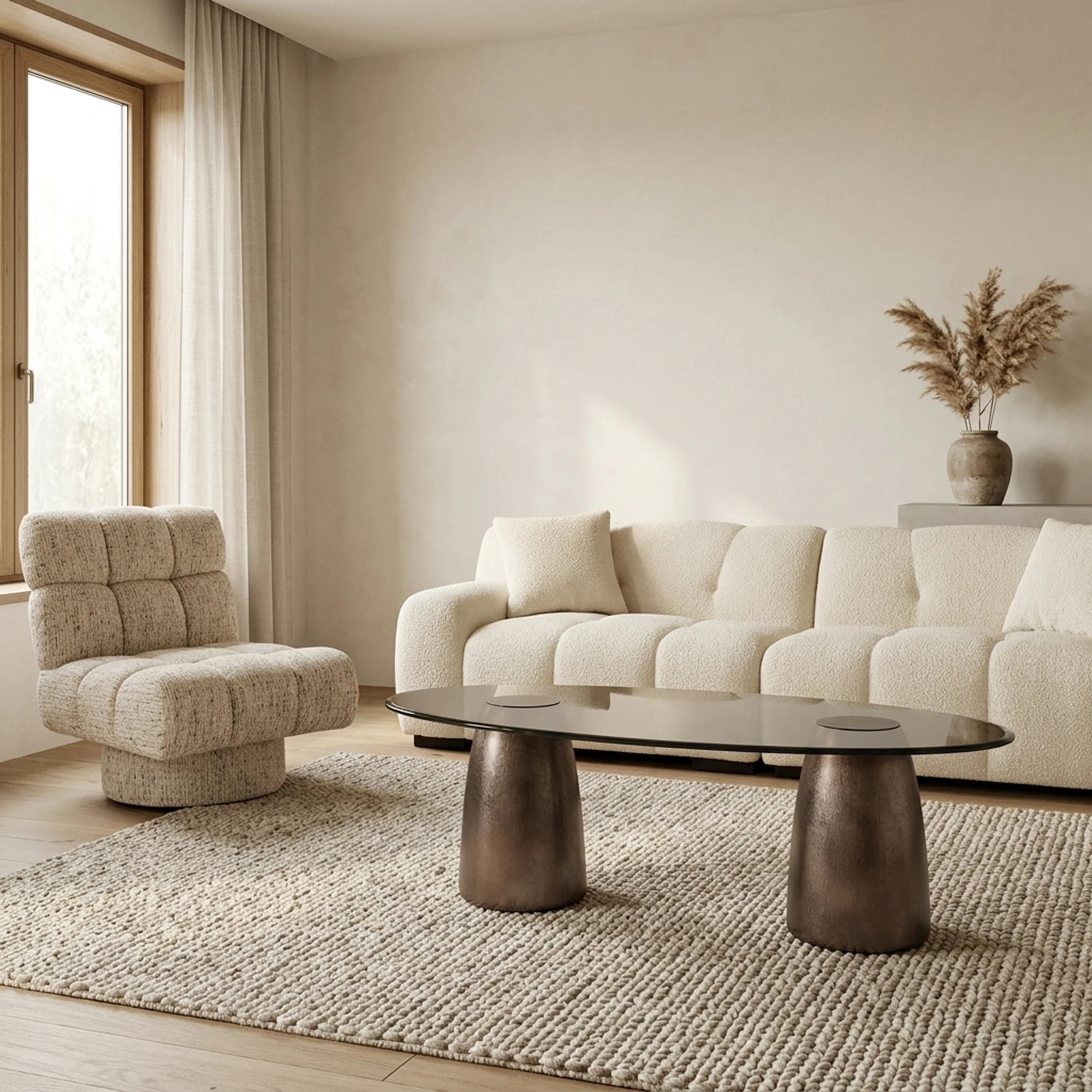 Couchtisch Hayden bronze oval (Aluminium|Glas) - Richmond Interiors
