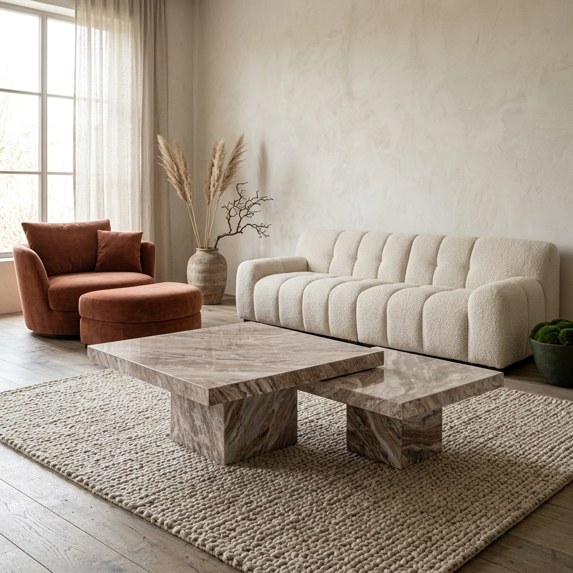 Couchtisch Rashford Blush beige (Set aus 2) (Toronto Marmor) - Richmond Interiors