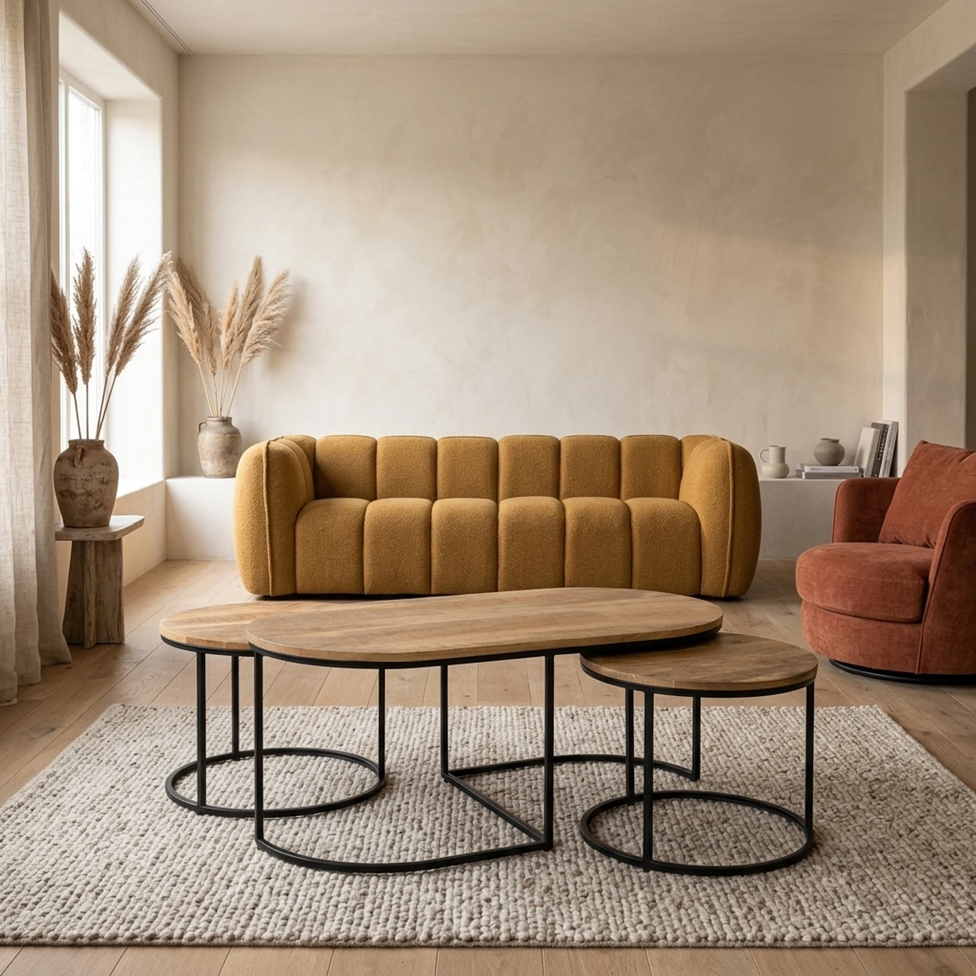 Coffee Table Round and Oval Set of 3 - Benoa
