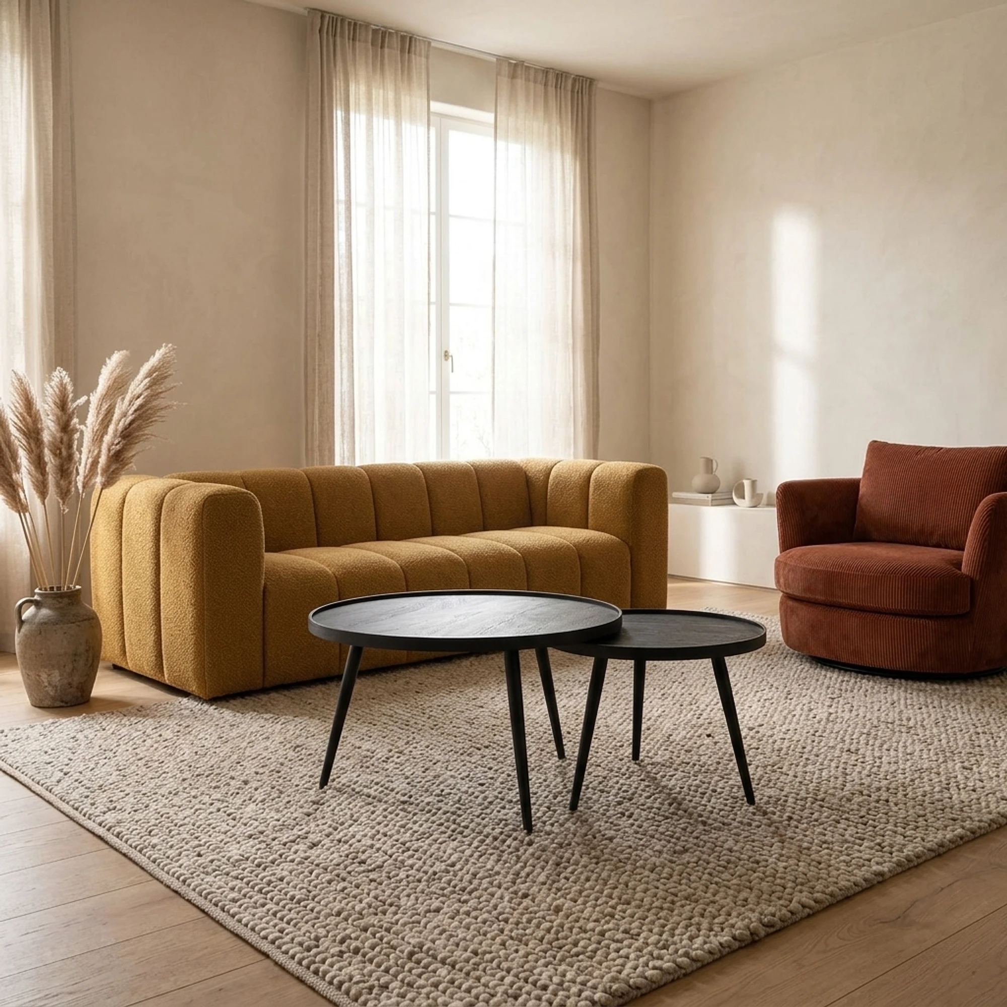 Salontafel Rond Zwart Set van 2 - Benoa
