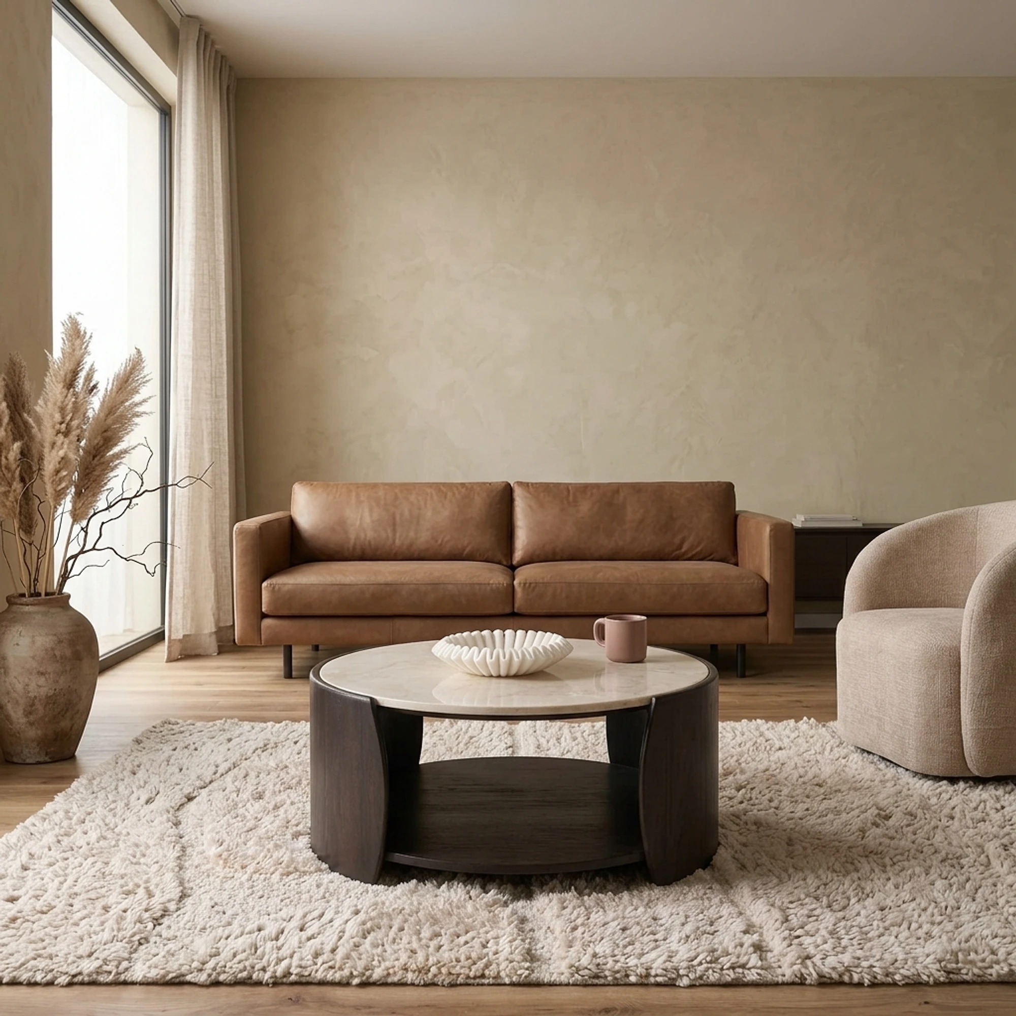 Salontafel Rune Botticino marmer 80 cm - Starfurn