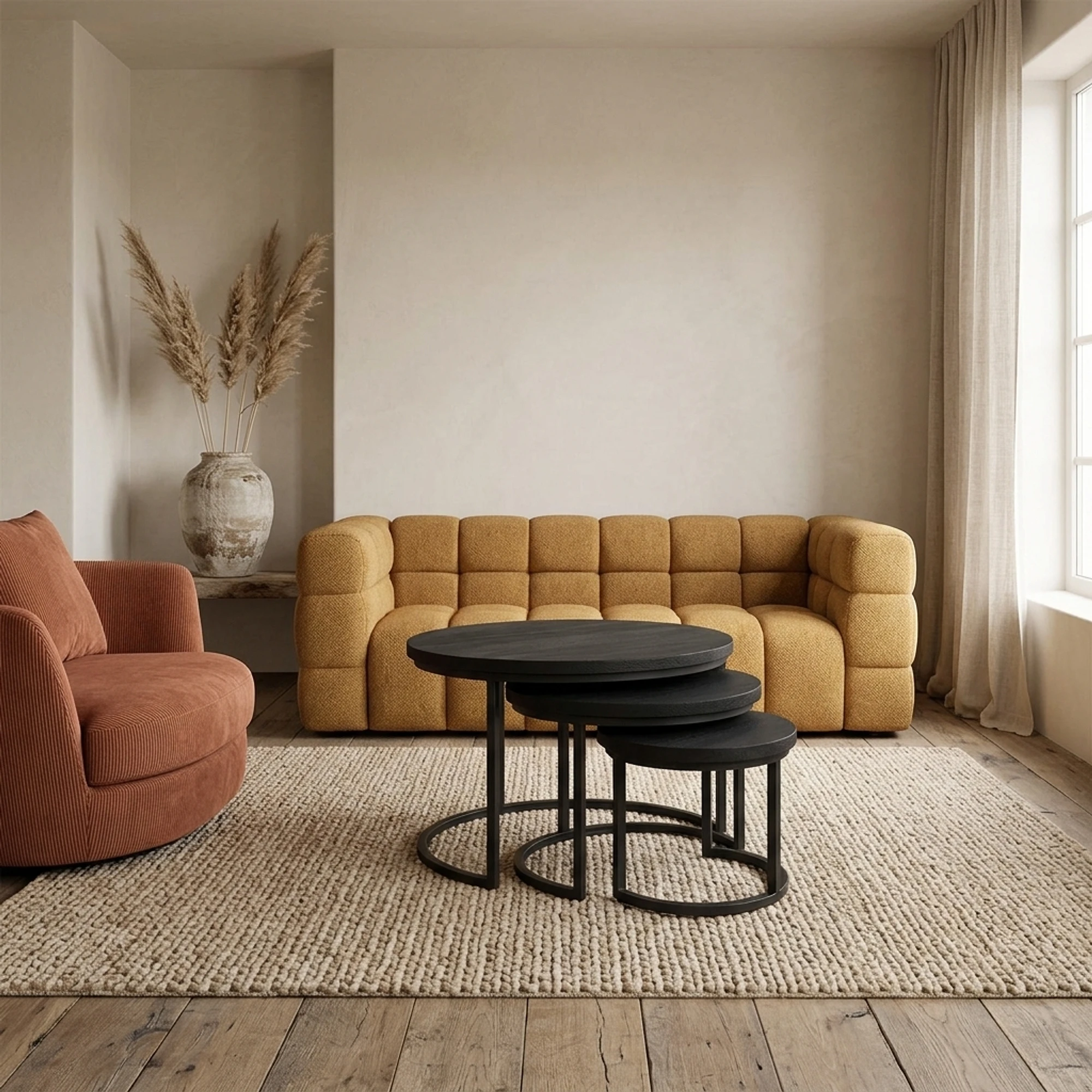 Salontafel Rylee Zwart Set van 3 - Benoa