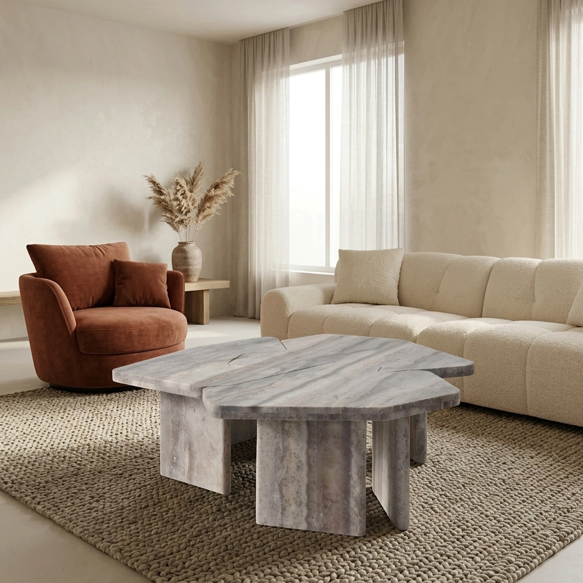 Couchtisch Westin grey (Set aus 3) (Travertine) - Richmond Interiors
