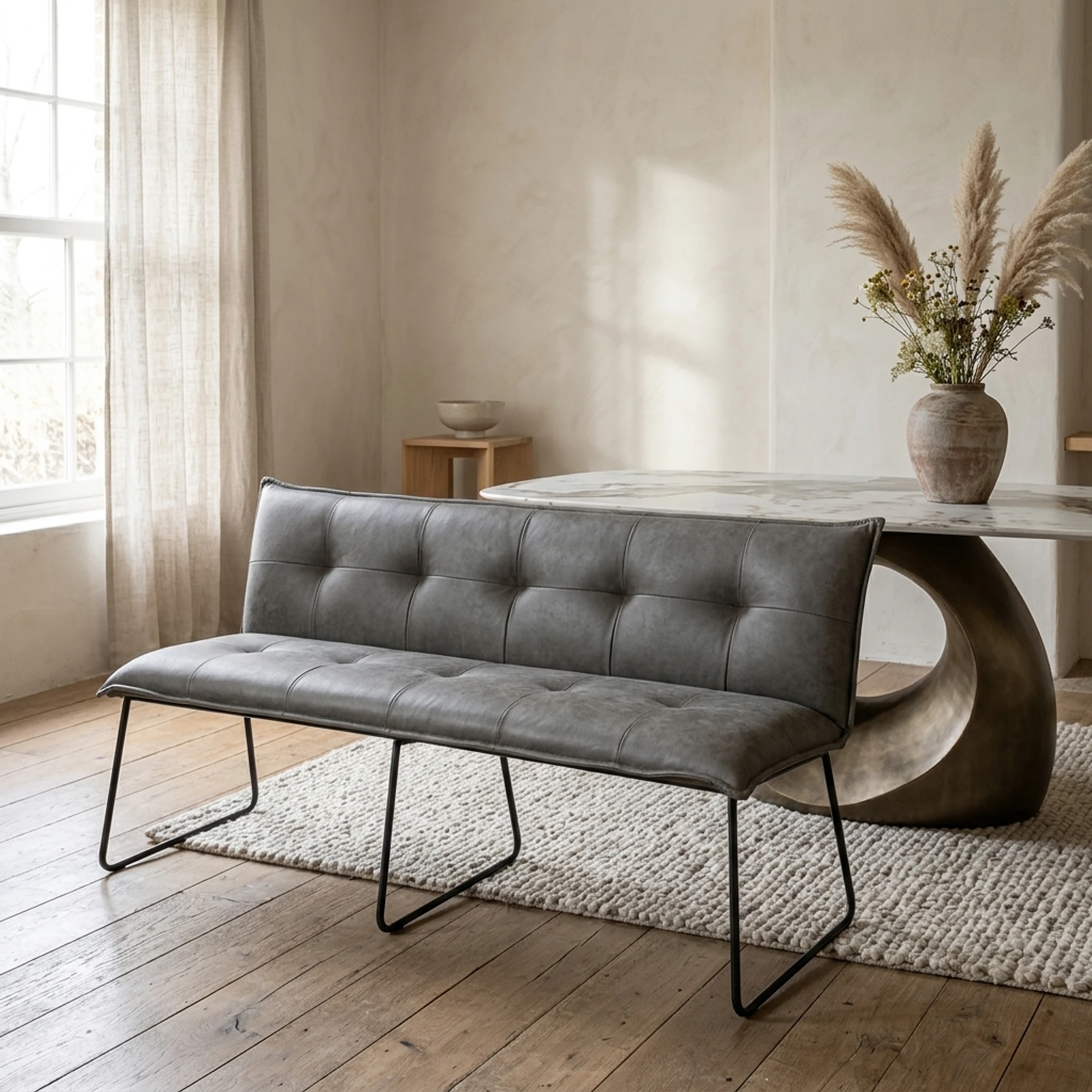 Eetkamerbank Seda grijs 185 cm Cherokee 1 grey - Tower Living