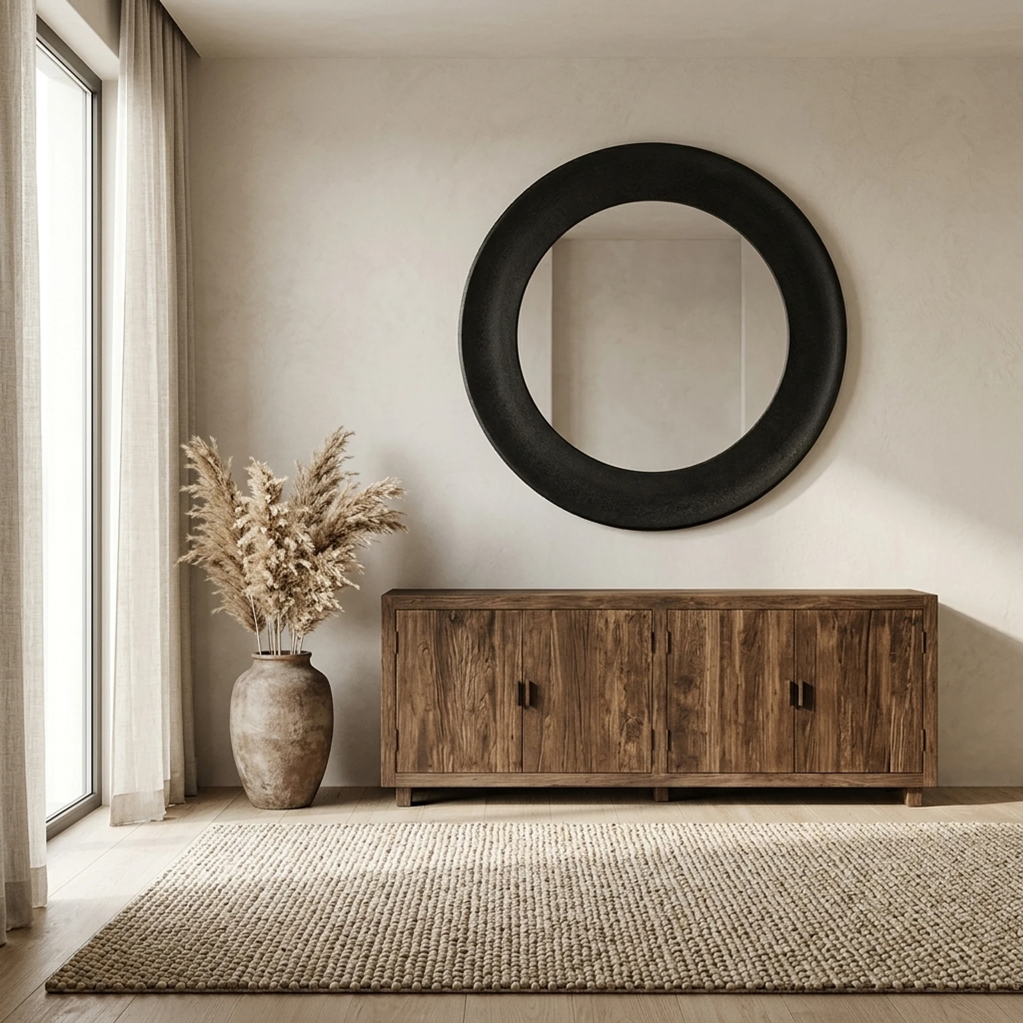 Round Black Mirror Large - Benoa
