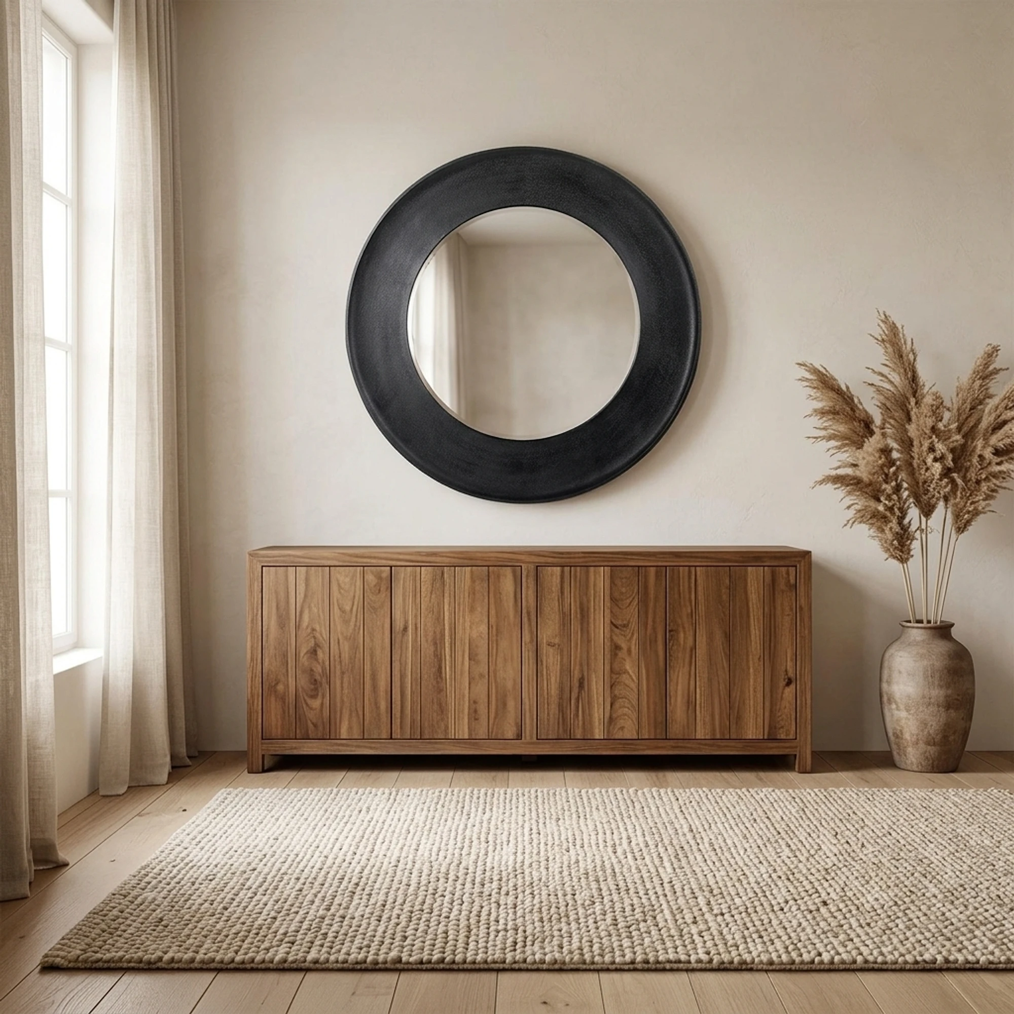 Round Black Mirror Small - Benoa