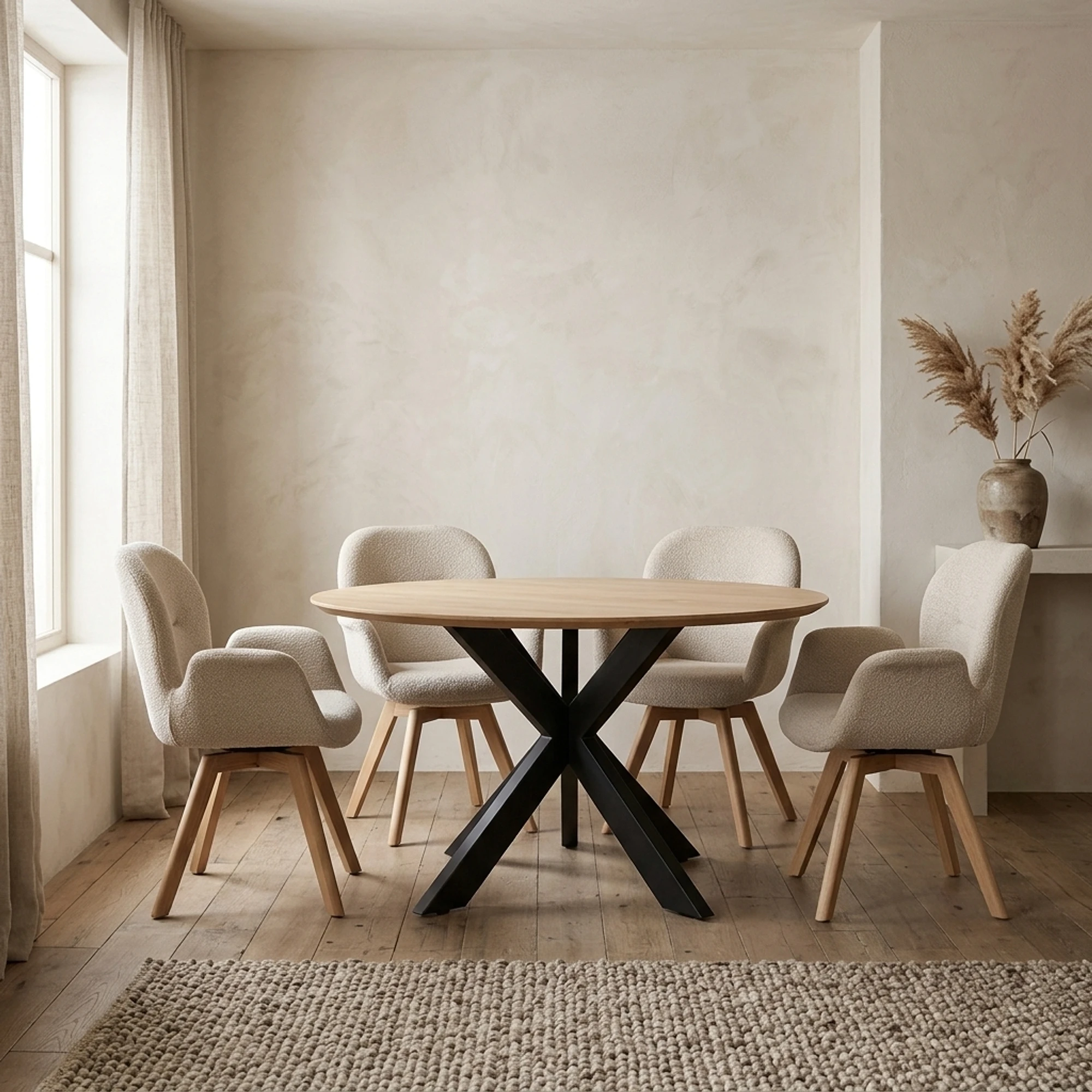 Eettafel Spinpoot Rond Knock Down - Benoa