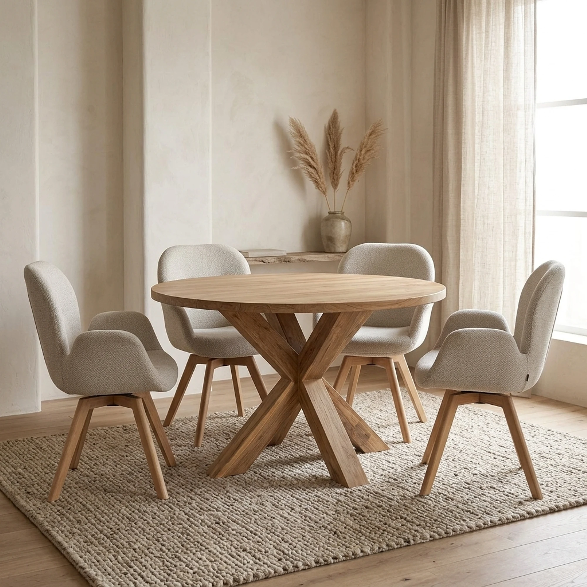 Eettafel Spinpoot Rond Teak - Benoa