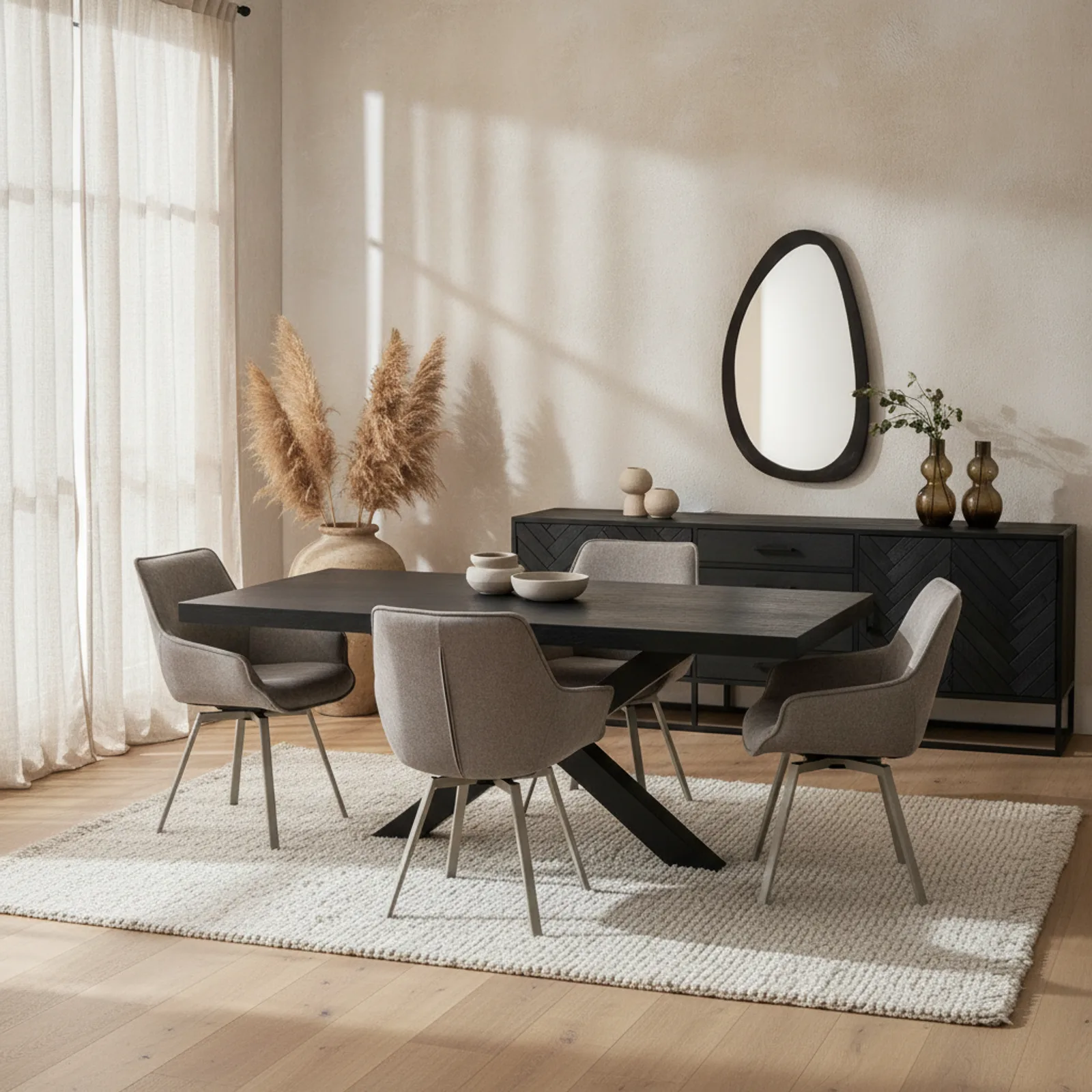 Boomstamtafel Boston Zwart Mangohout 160 cm - Starfurn