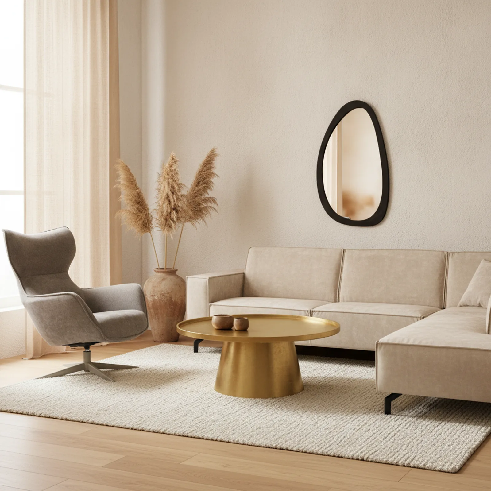 Runder Couchtisch Daisy, goldenes Aluminium - Starfurn