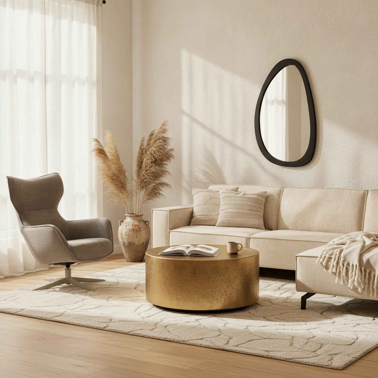 Runder Couchtisch Daisy, Aluminium mit antiker goldener Finish - Starfurn