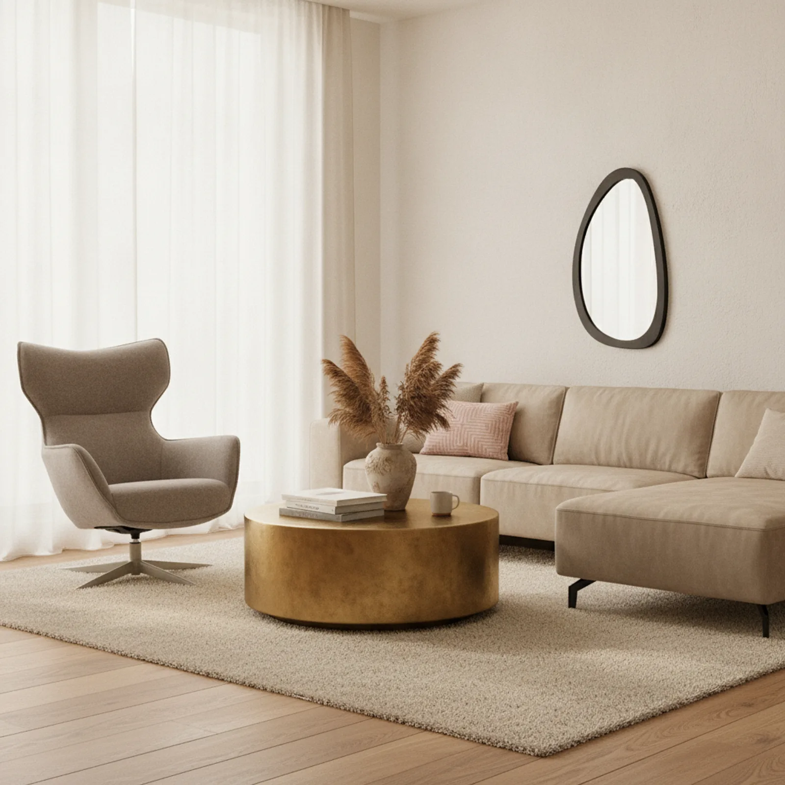 Runder Couchtisch Daisy, goldenes Aluminium - Starfurn