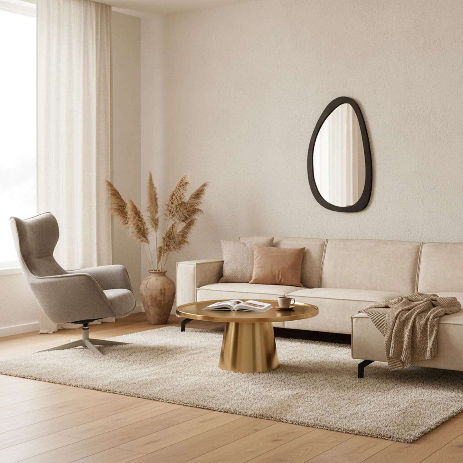 Runder Couchtisch Amara, goldenes Aluminium - Starfurn