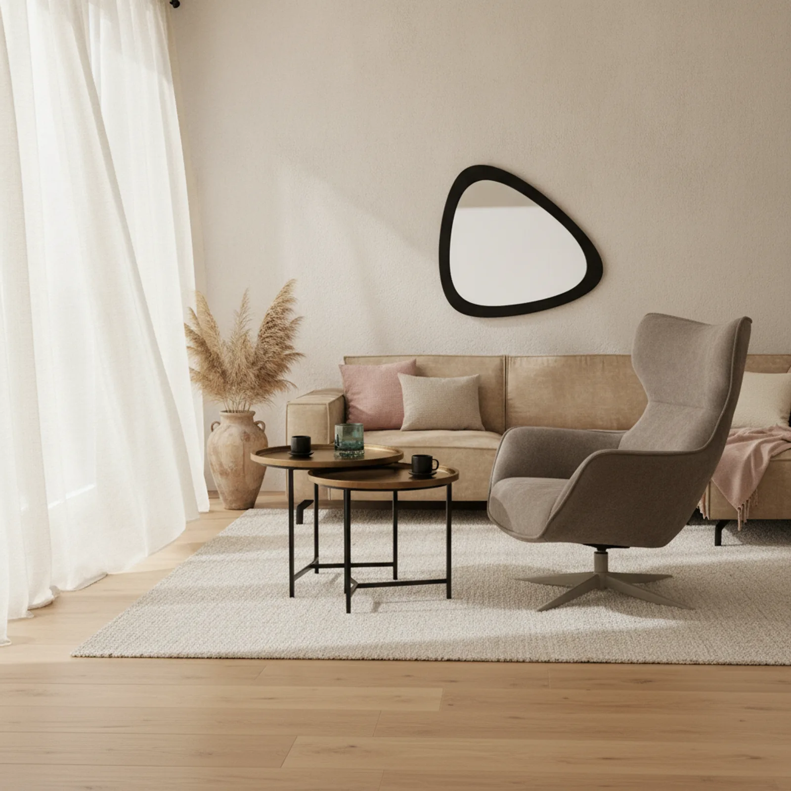 Round side table set Laure, aluminium with bronze finish - Starfurn