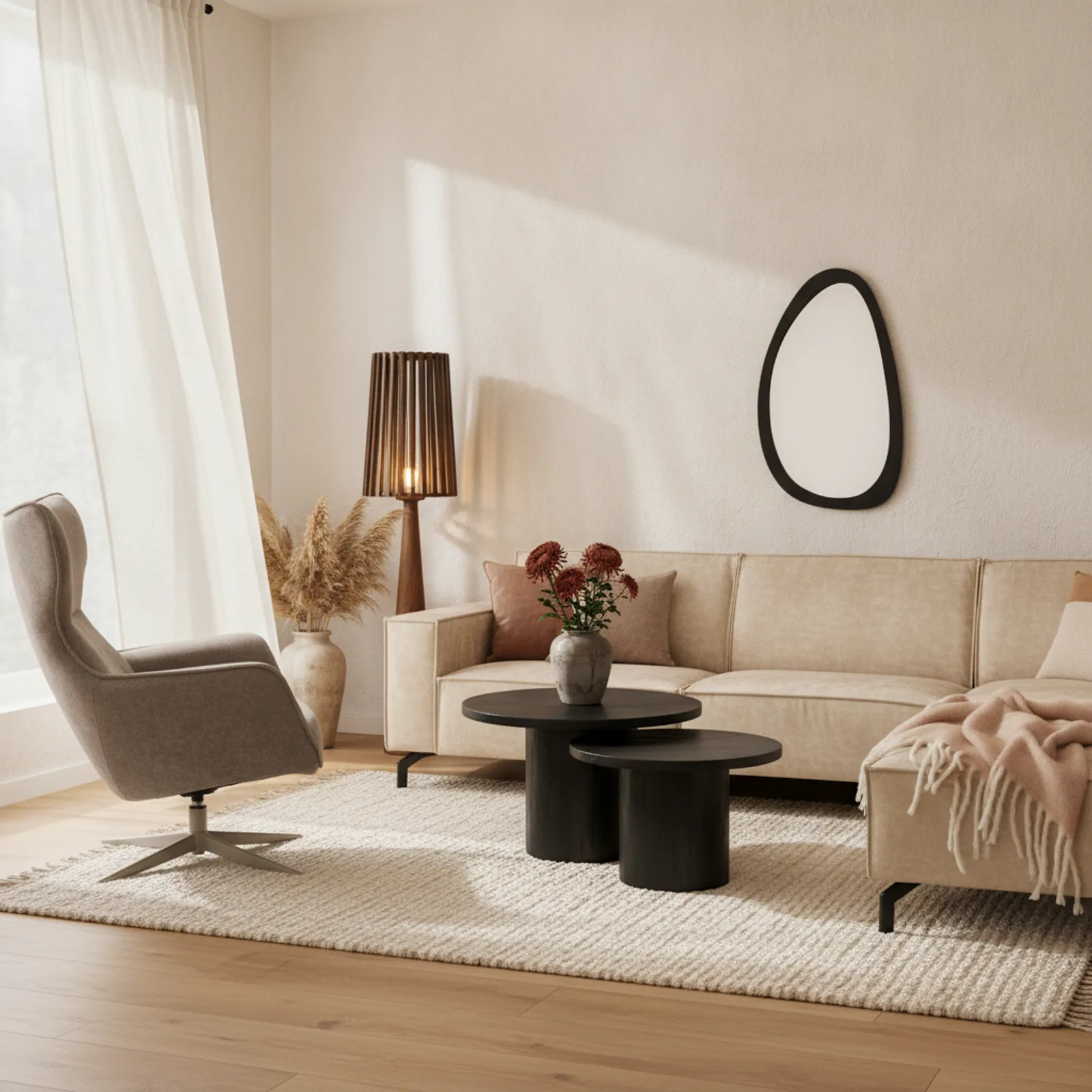 Ronde salontafel set Luna, zwart aluminium (set van 2) - Starfurn