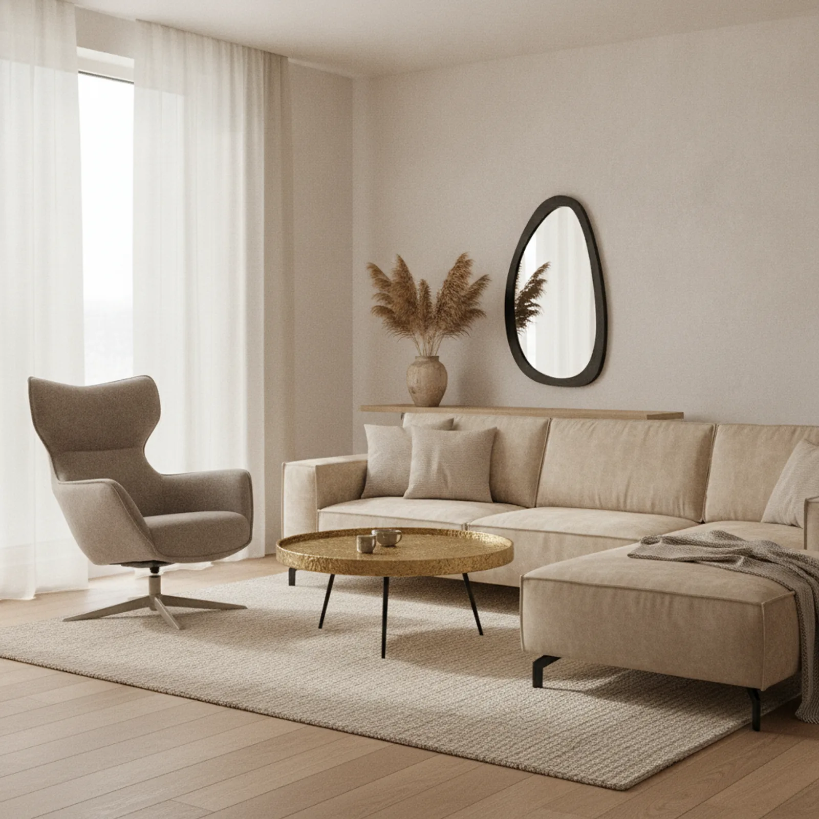 Runder Couchtisch Kate gold Aluminium 40 cm - Starfurn