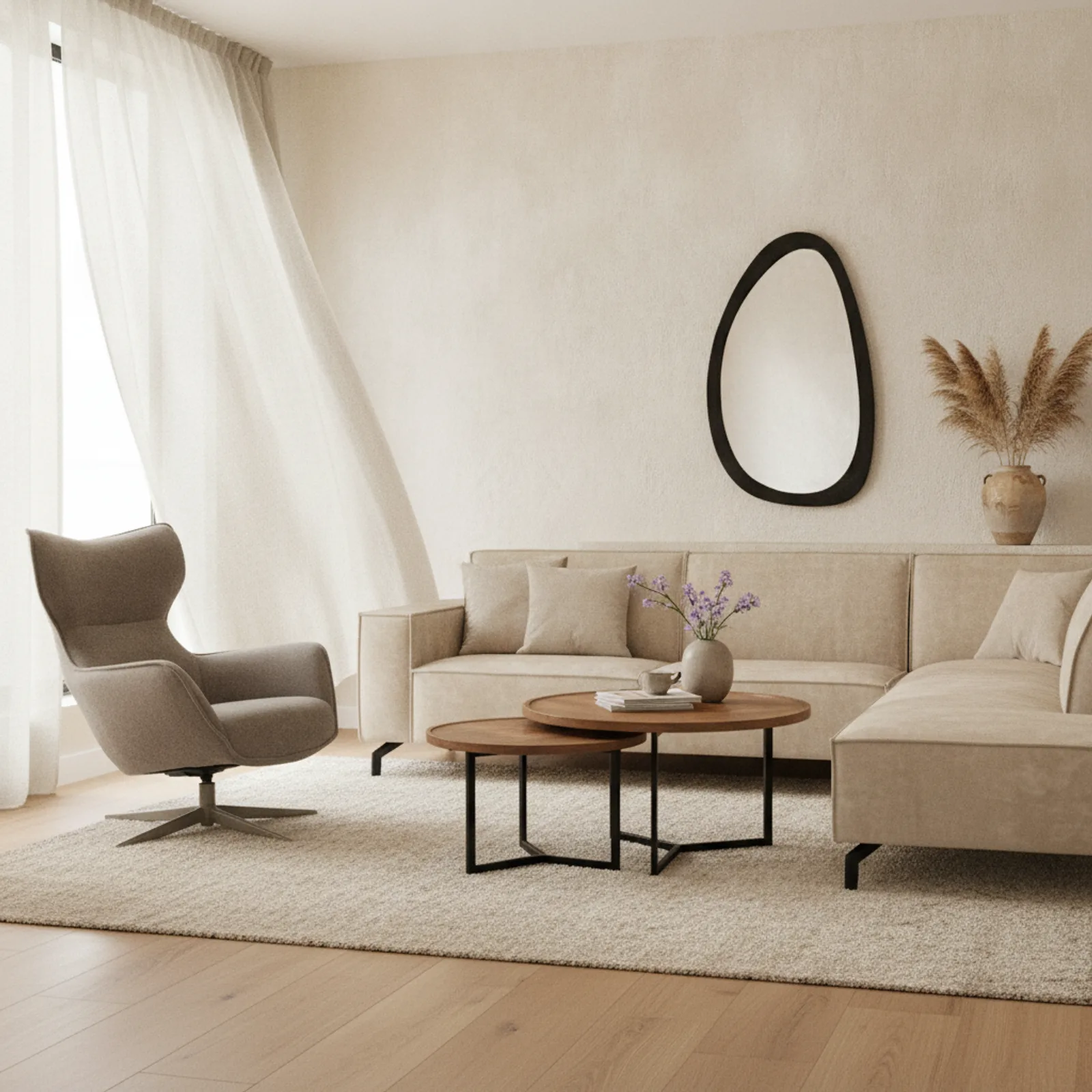 Salontafel set Atlanta, mangohout naturel - Starfurn