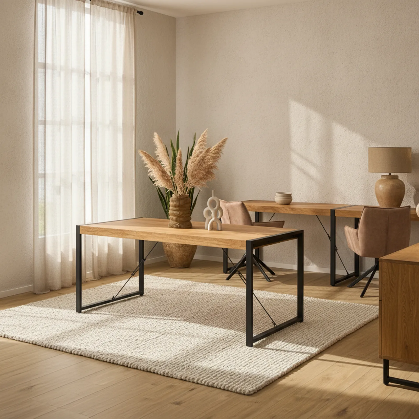 Rechthoekige eettafel Boaz naturel mangohout 160 cm - Starfurn